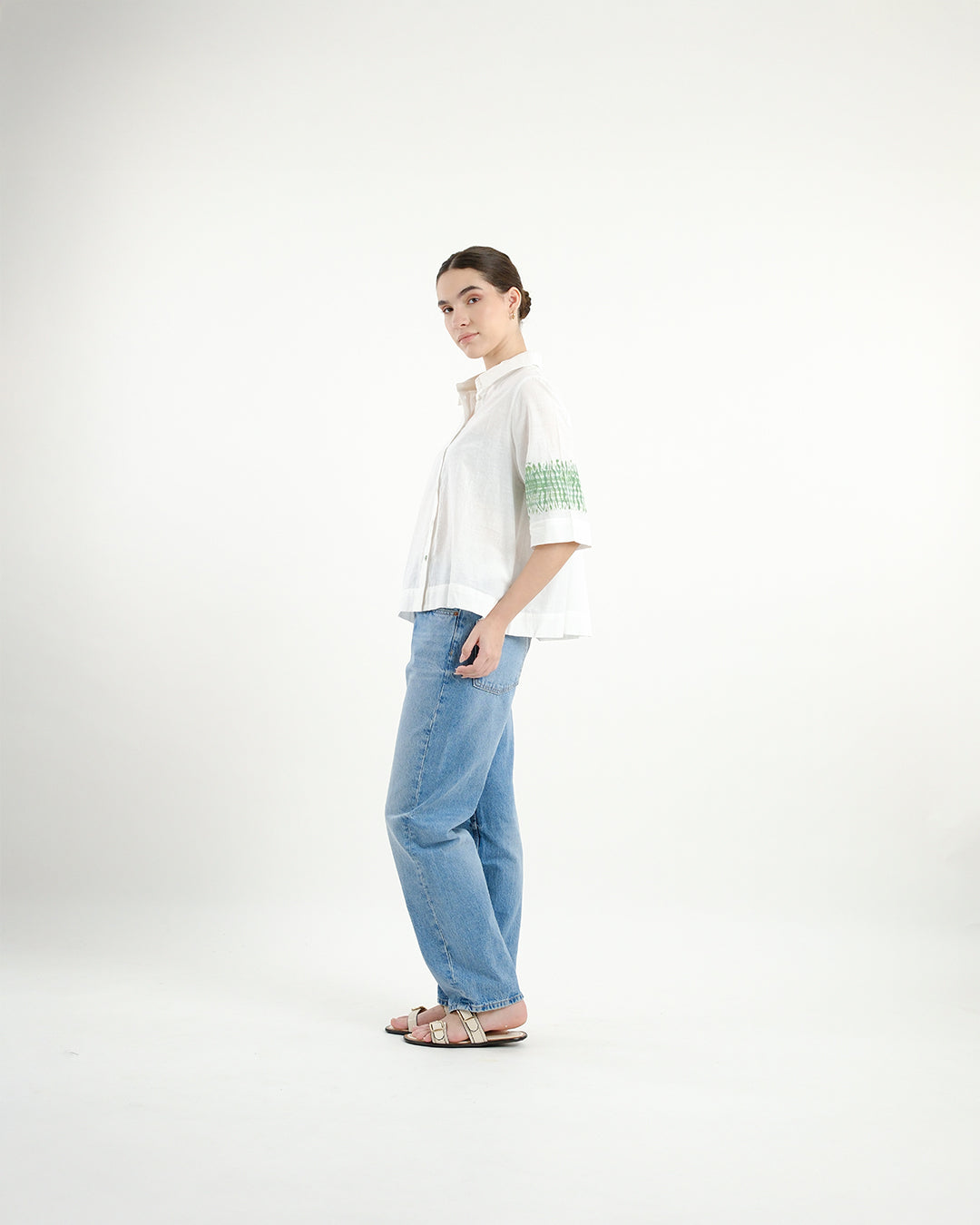 Parna Green Shibori Handloom Cotton Shirt