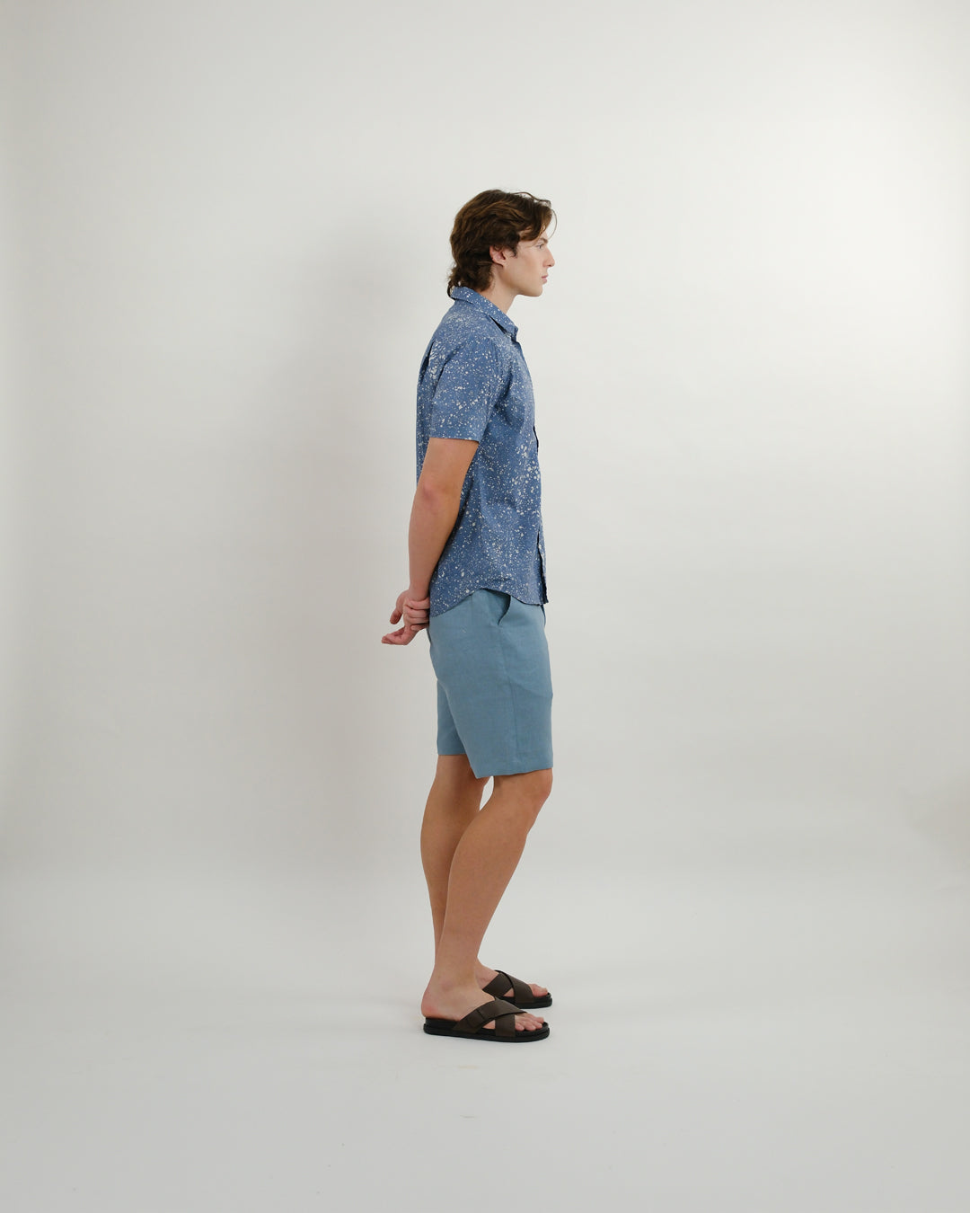 Cool Blue Stipples Batik Short Sleeve Shirt