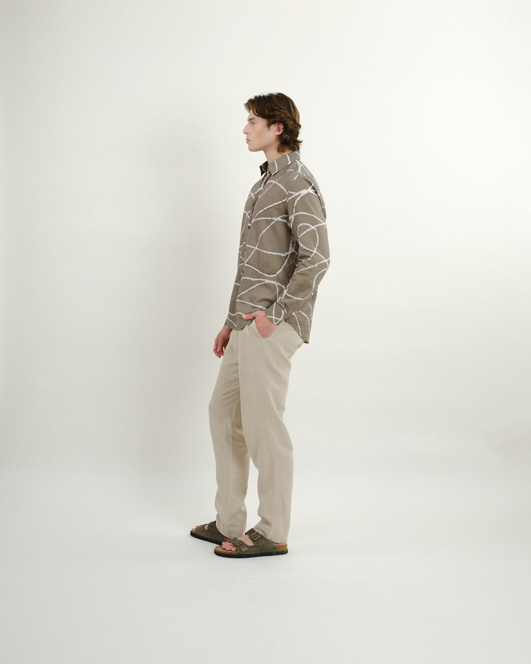 Earth Brown Looped Batik Long Sleeve Shirt