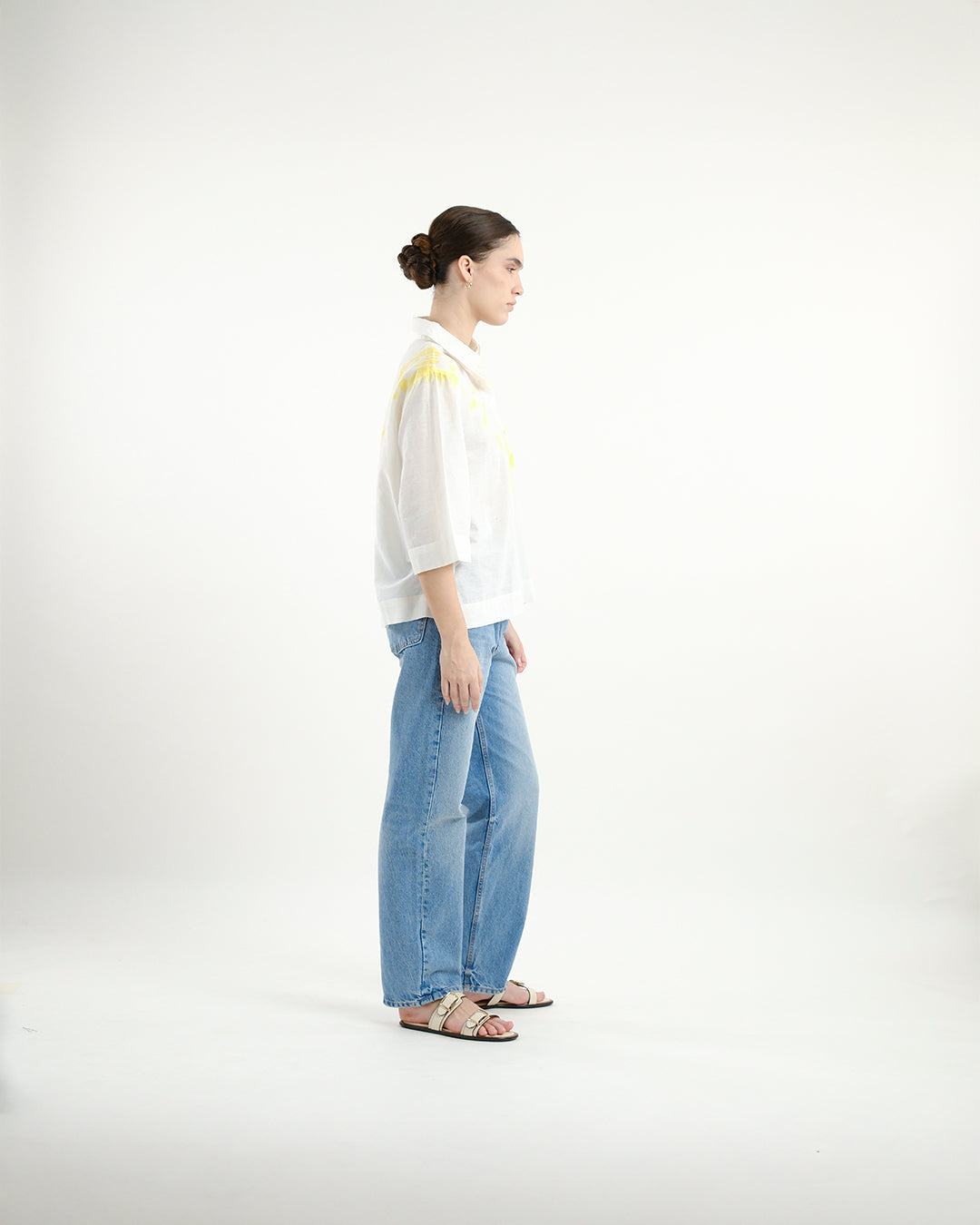Sunflower Yellow Tie & Dye Handloom Cotton Shirt
