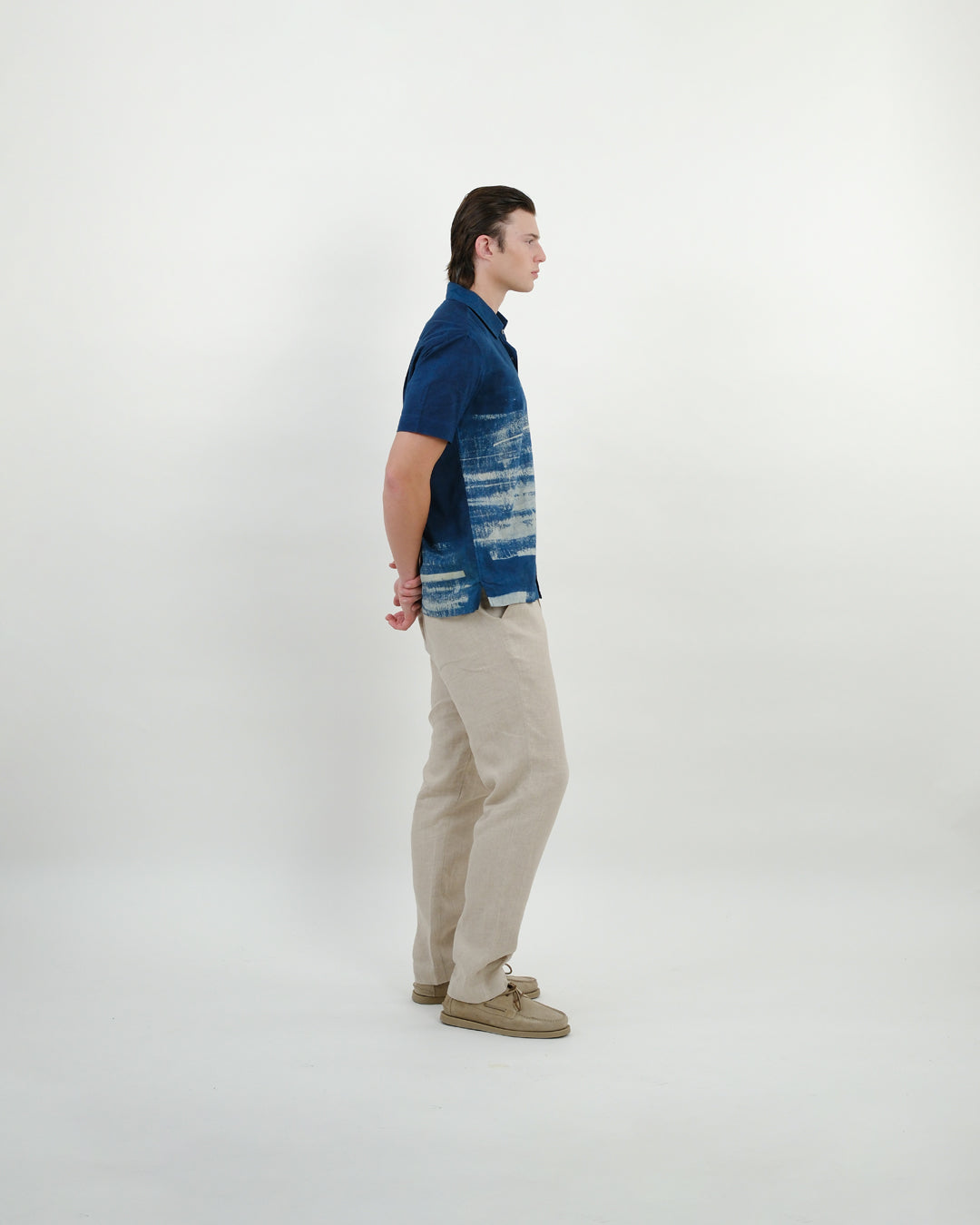 Water Indigo Ajrakh Short Sleeve Shirt