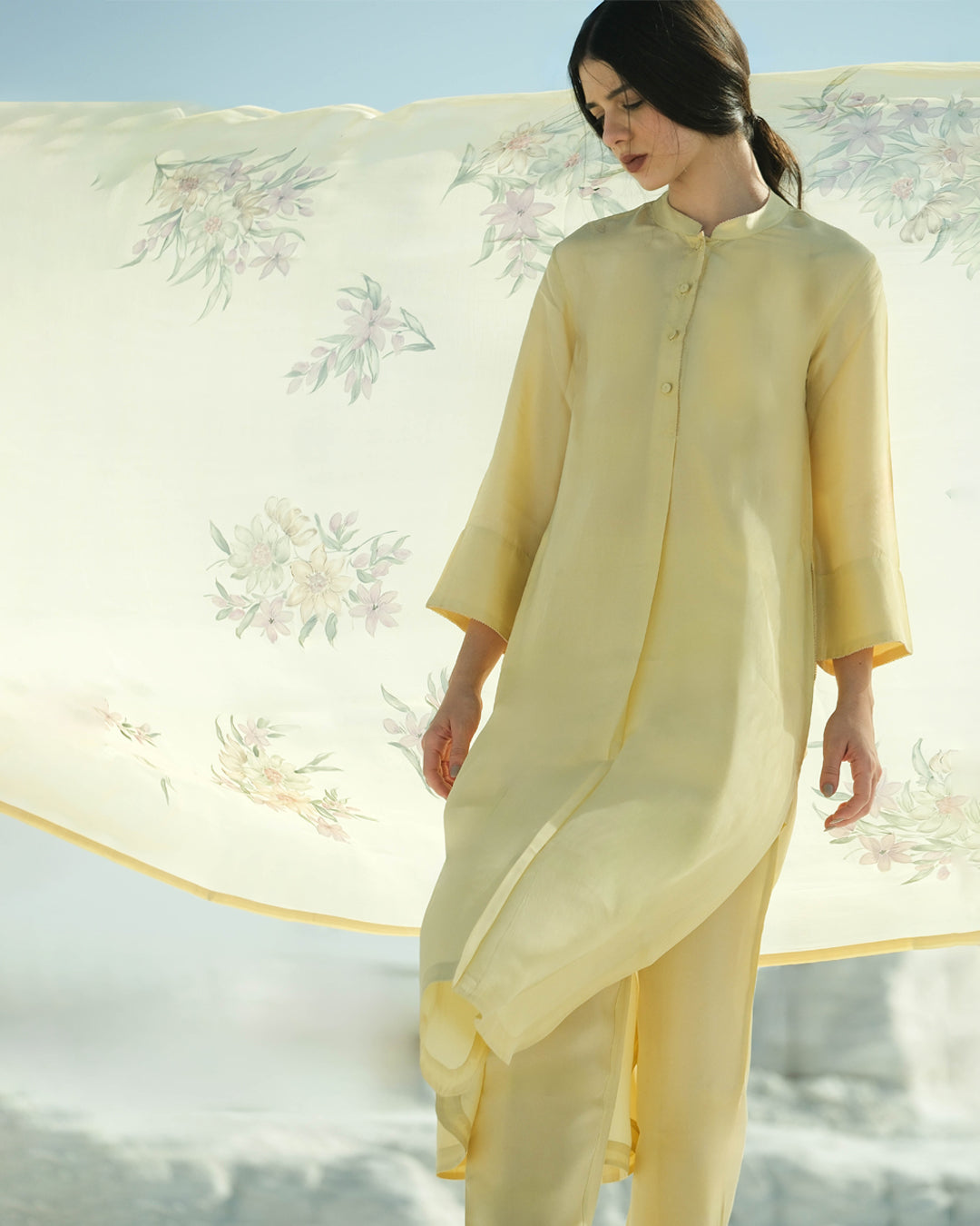 Lemon Yellow Bead Gulpari Kurta & Pant Set