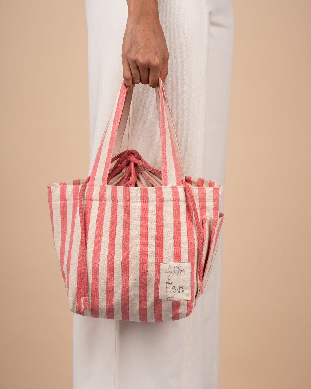 Coral Striped Everyday Lunch Bag