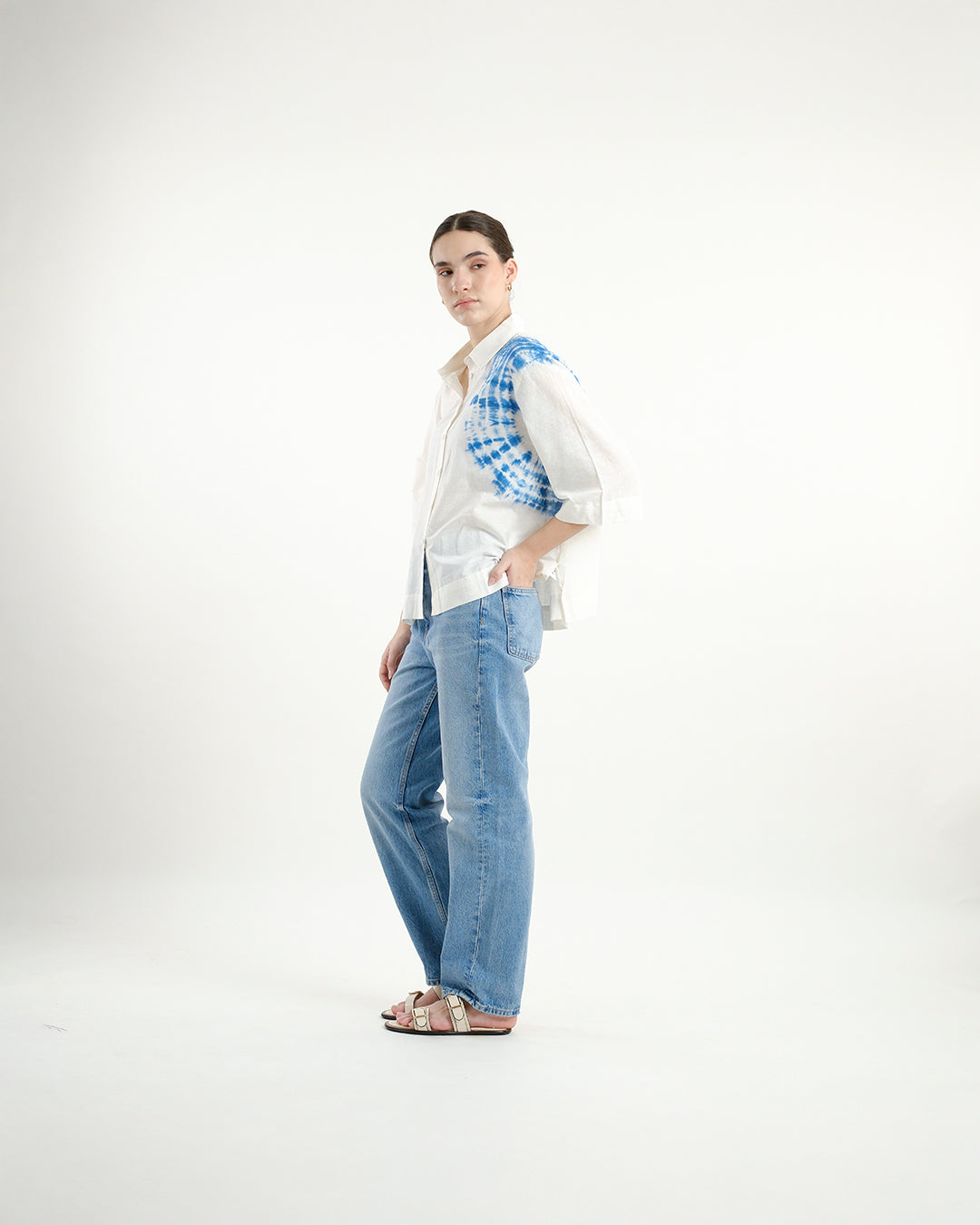 Chakra Blue Tie & Dye Handloom Cotton Shirt