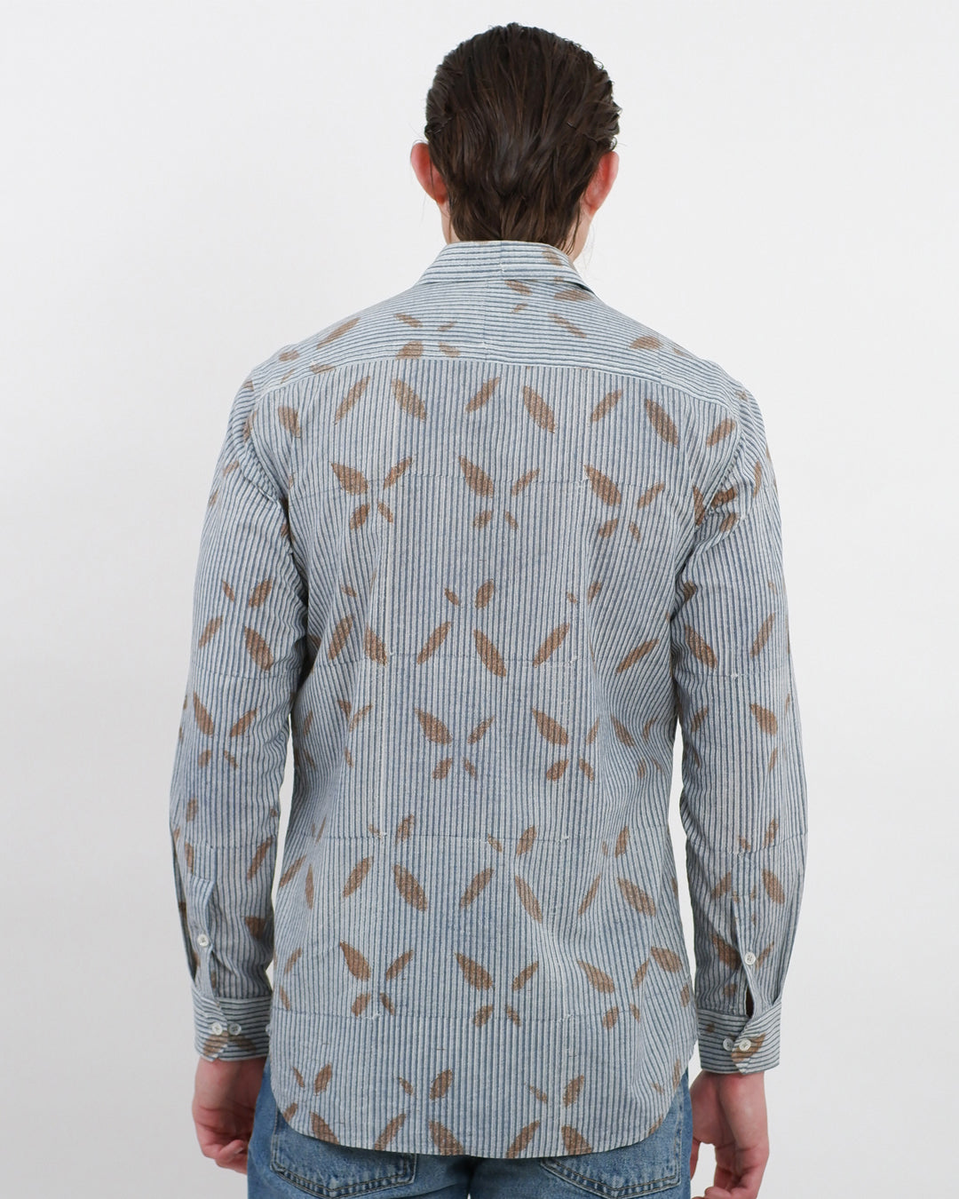 Block Print Embroidered Bear Long Sleeve Shirt