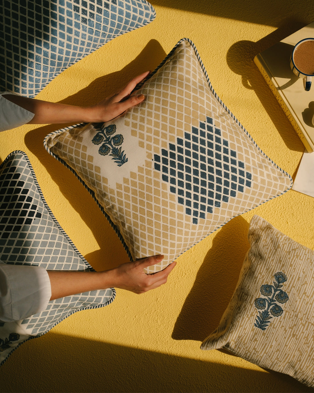 Nature's Canvas Beige Diamond Cushion Cover