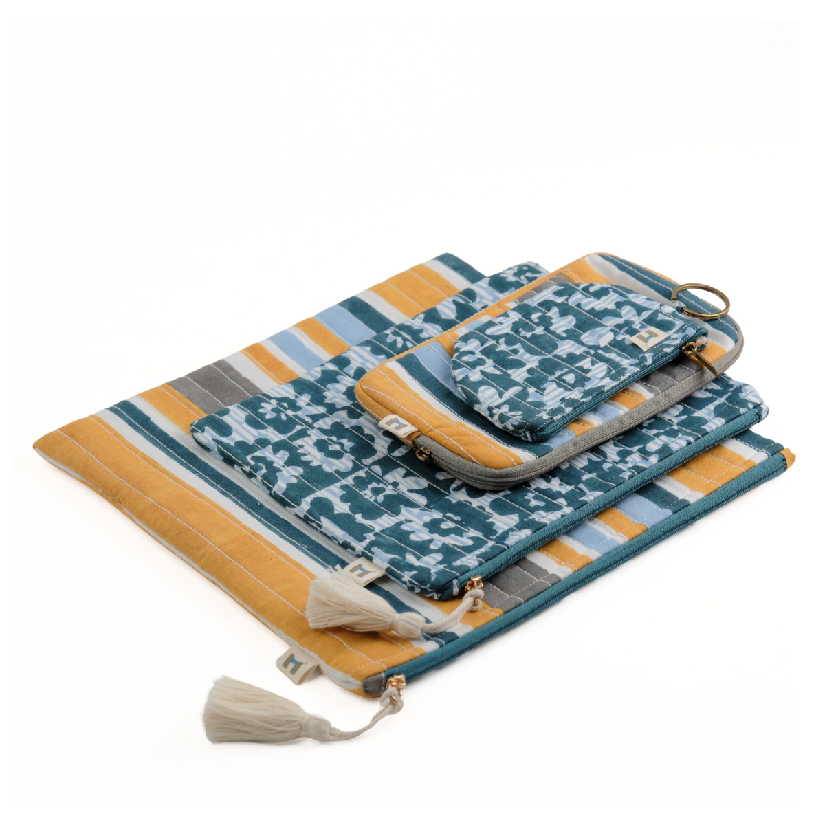 Toiletry Pouch - Floret Yellow Blue (Set of 4)