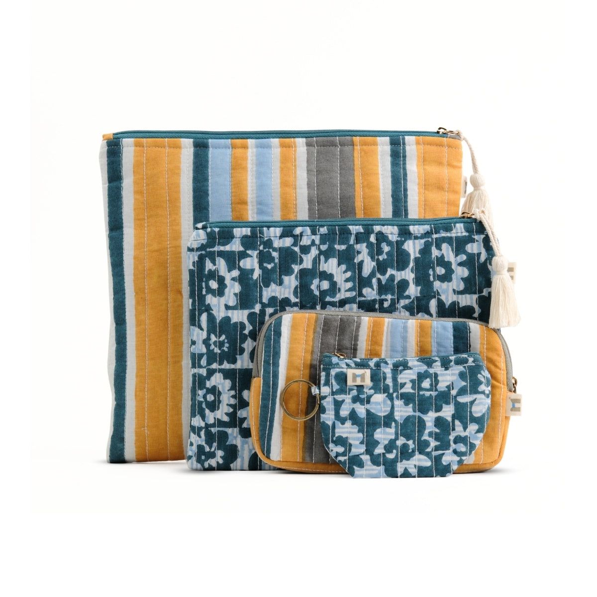 Flat Pouch - Barcode Yellow Blue <br> (Set of 4)
