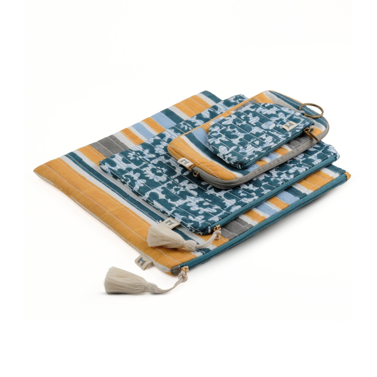 Flat Pouch - Barcode Yellow Blue <br> (Set of 4)