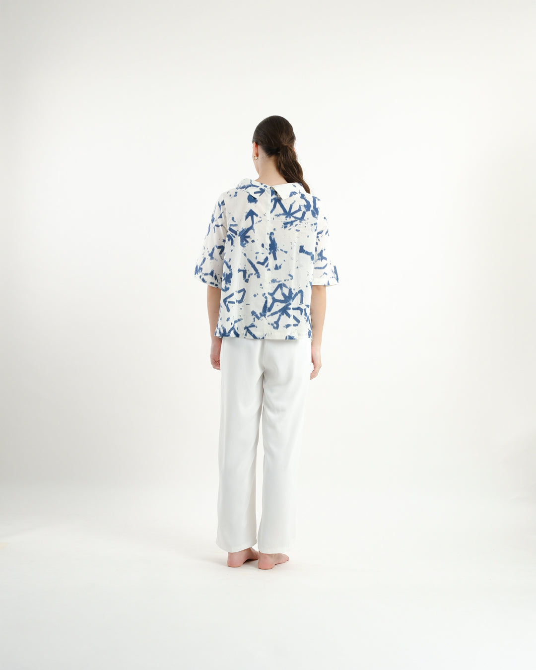 Broken Angles Block Print Turtleneck Top