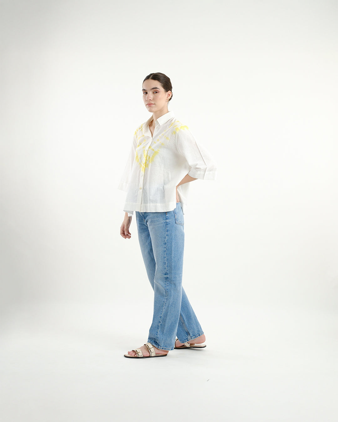 Sunflower Yellow Tie & Dye Handloom Cotton Shirt