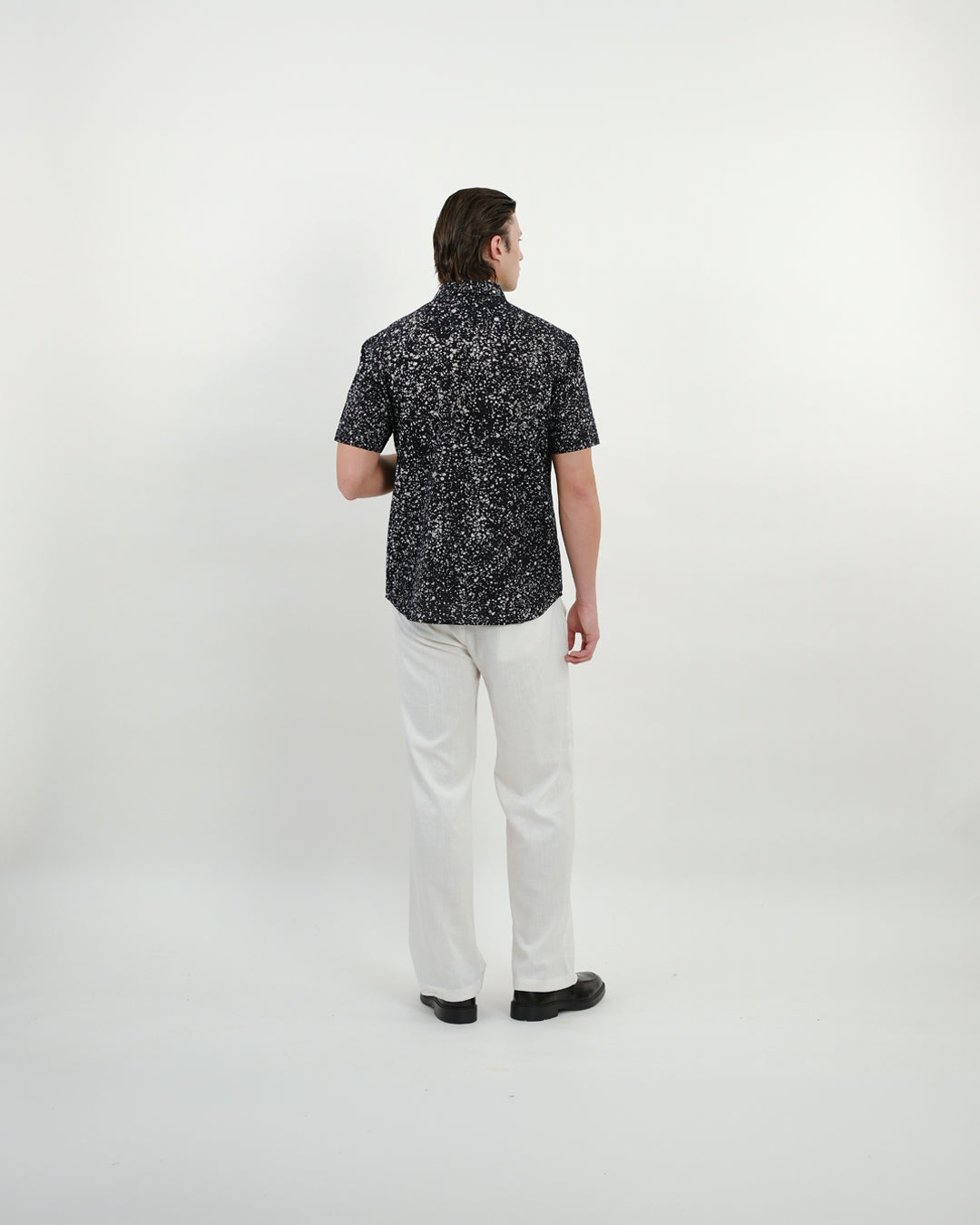Black Stipples Batik Short Sleeve Shirt
