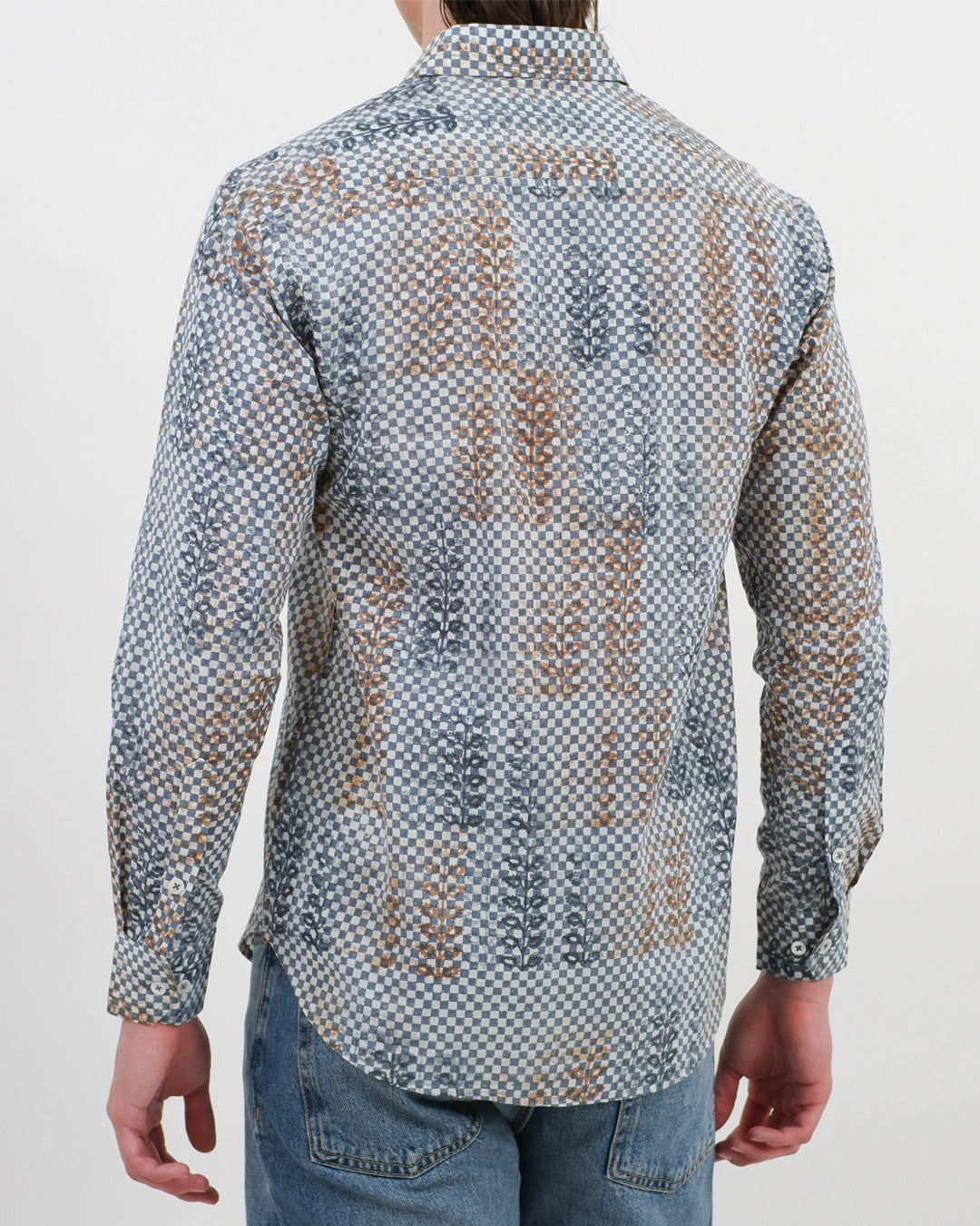 Block Print Embroidered Squirrel Long Sleeve Shirt
