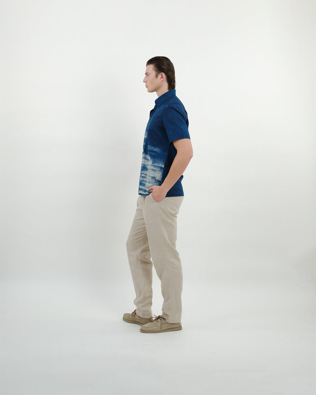 Water Indigo Ajrakh Short Sleeve Shirt