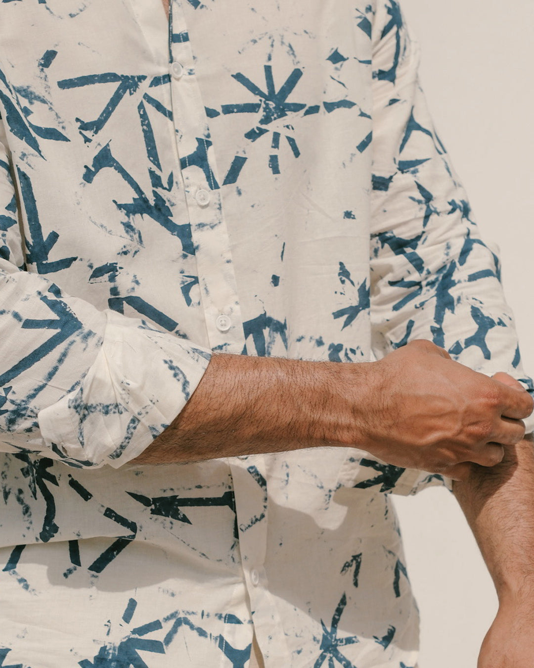 Broken Angle Block Print Long Sleeve Shirt