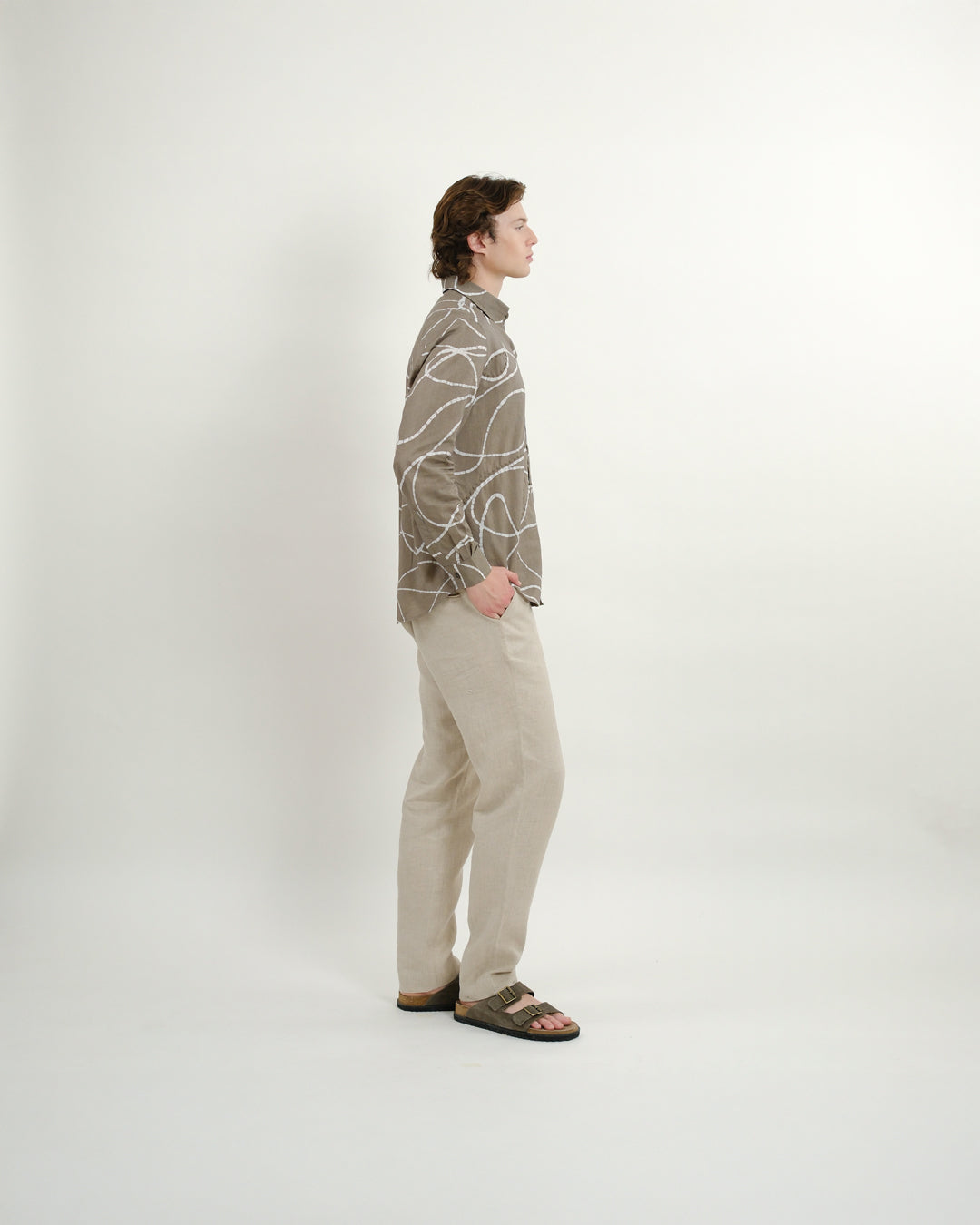Earth Brown Looped Batik Long Sleeve Shirt