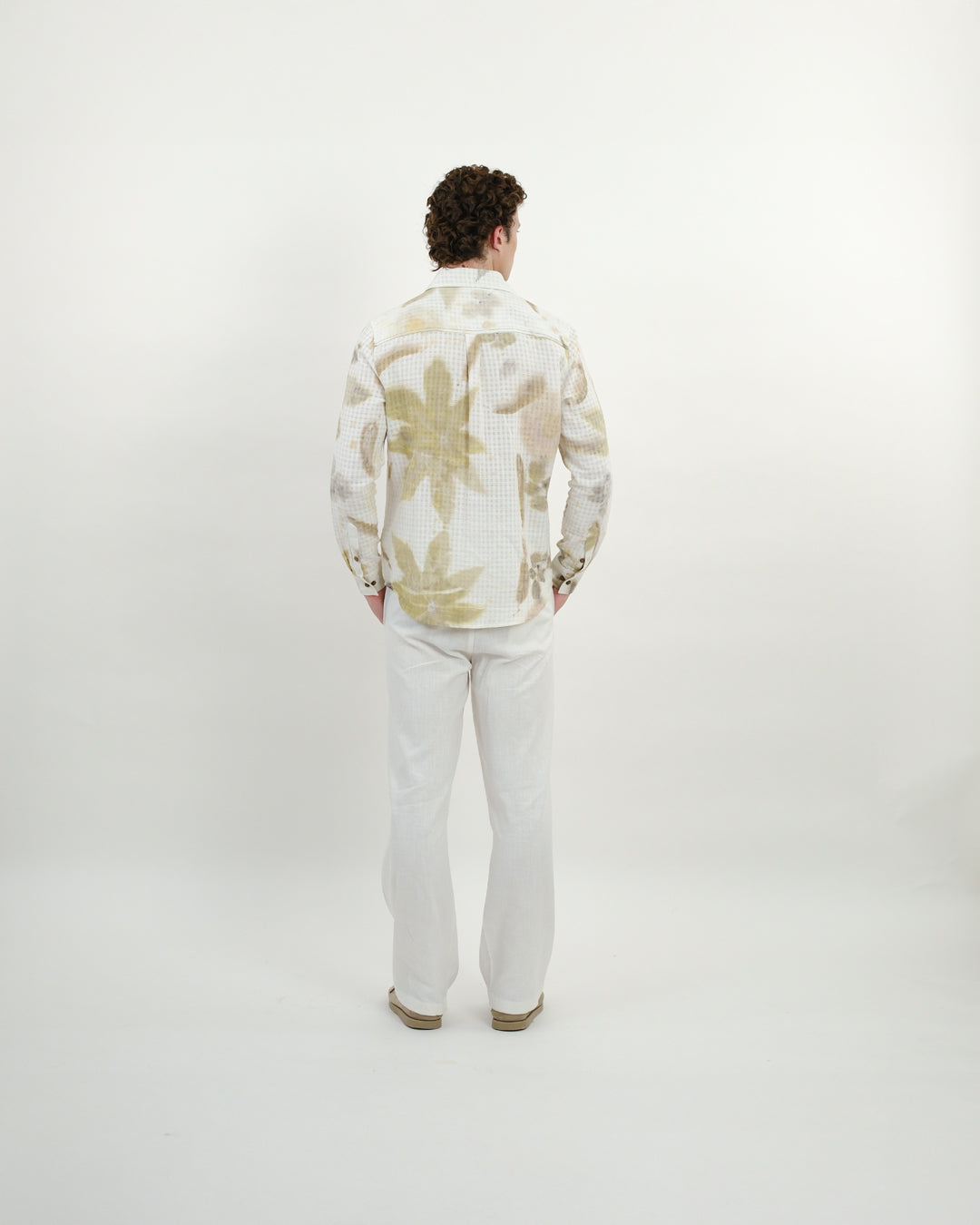 Botanical Print Hand Embroidered Long Sleeve Shirt
