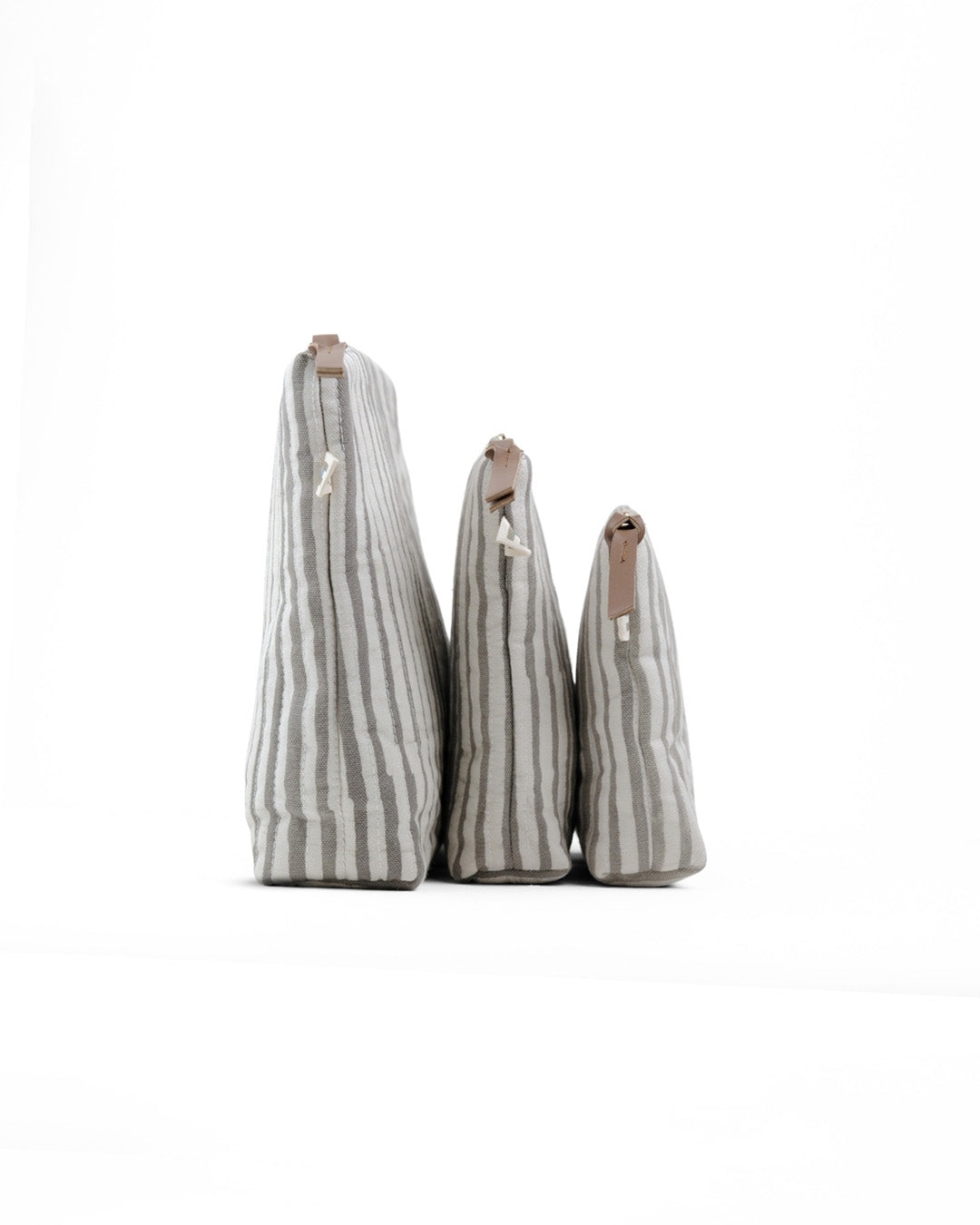 Set of 3 - Silver Shadow Stripes Toiletry Pouches