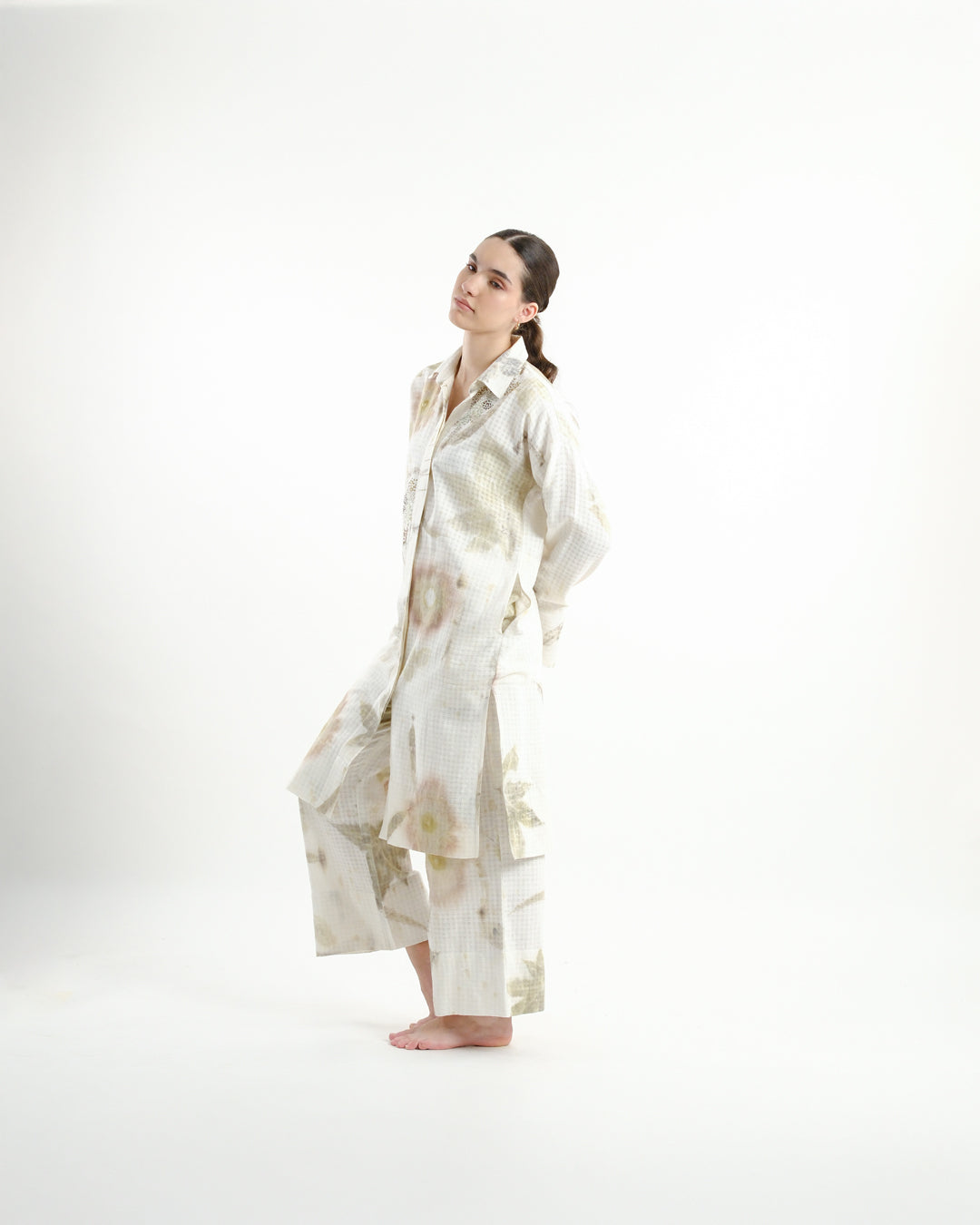 Botanical Print Hand Embroidered Co-ord Set