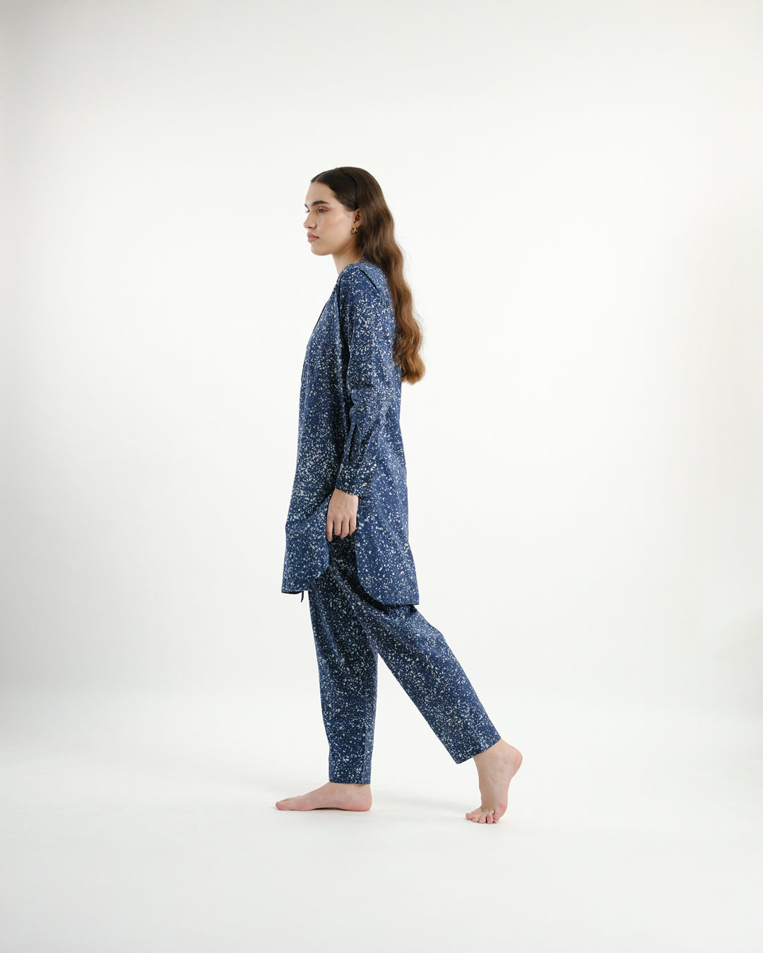 Midnight Blue Stipples Batik Co-ord Set