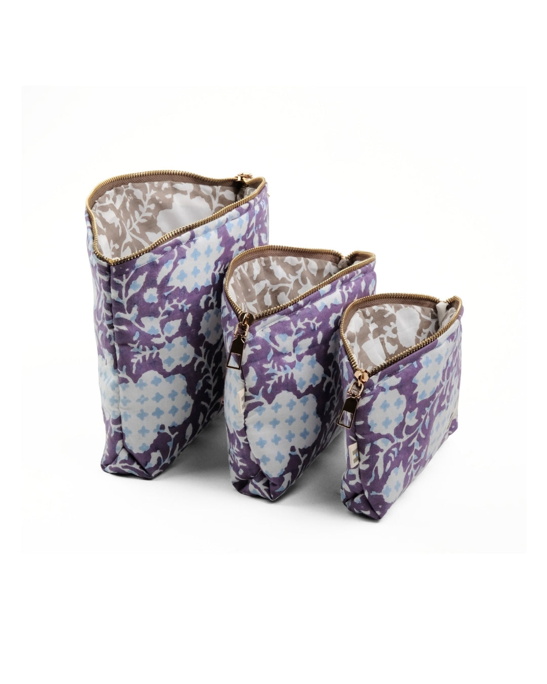 Set of 3 - Botanical Bliss Purple Utility Pouch
