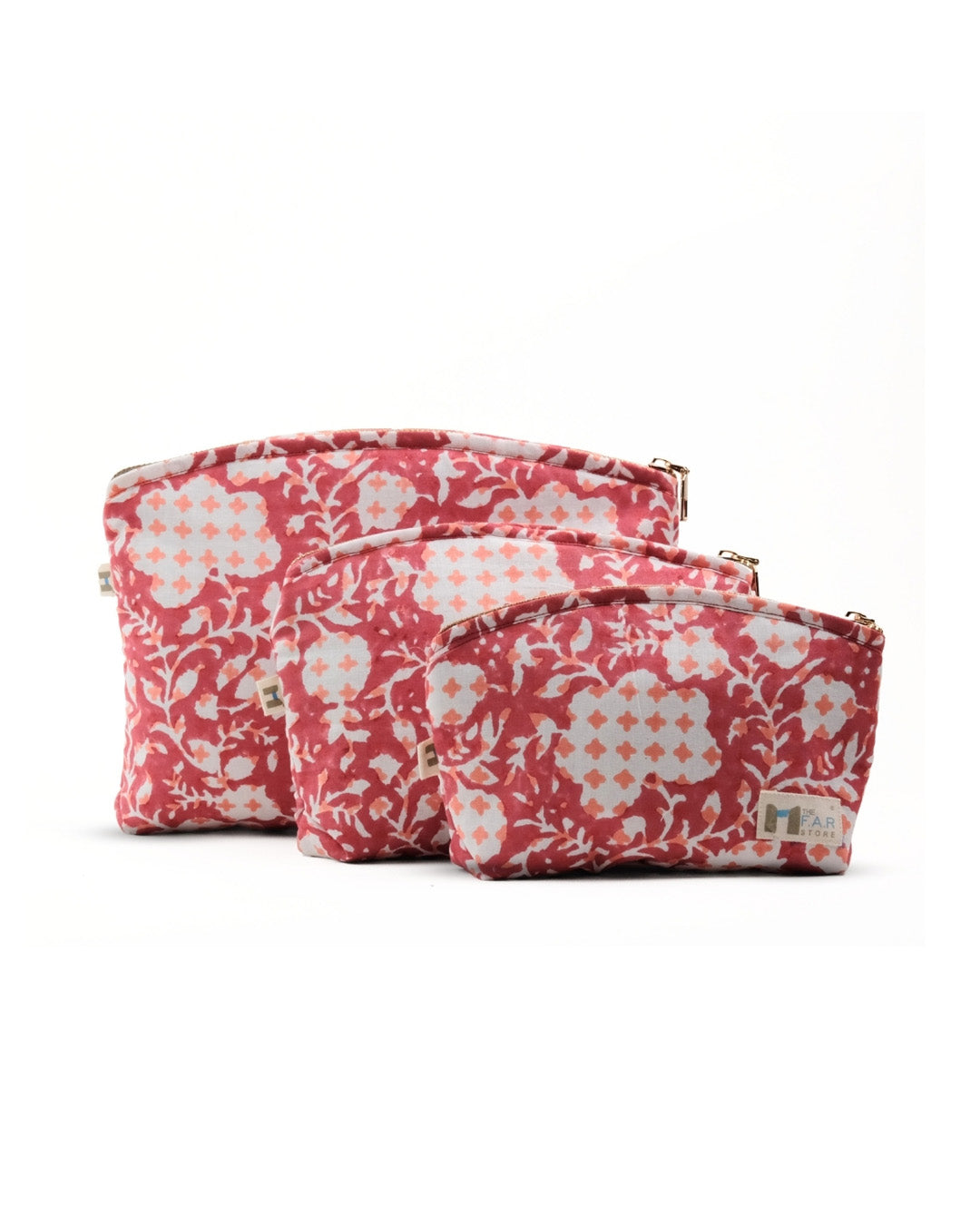 Set of 3 - Botanical Bliss Red Utility Pouch