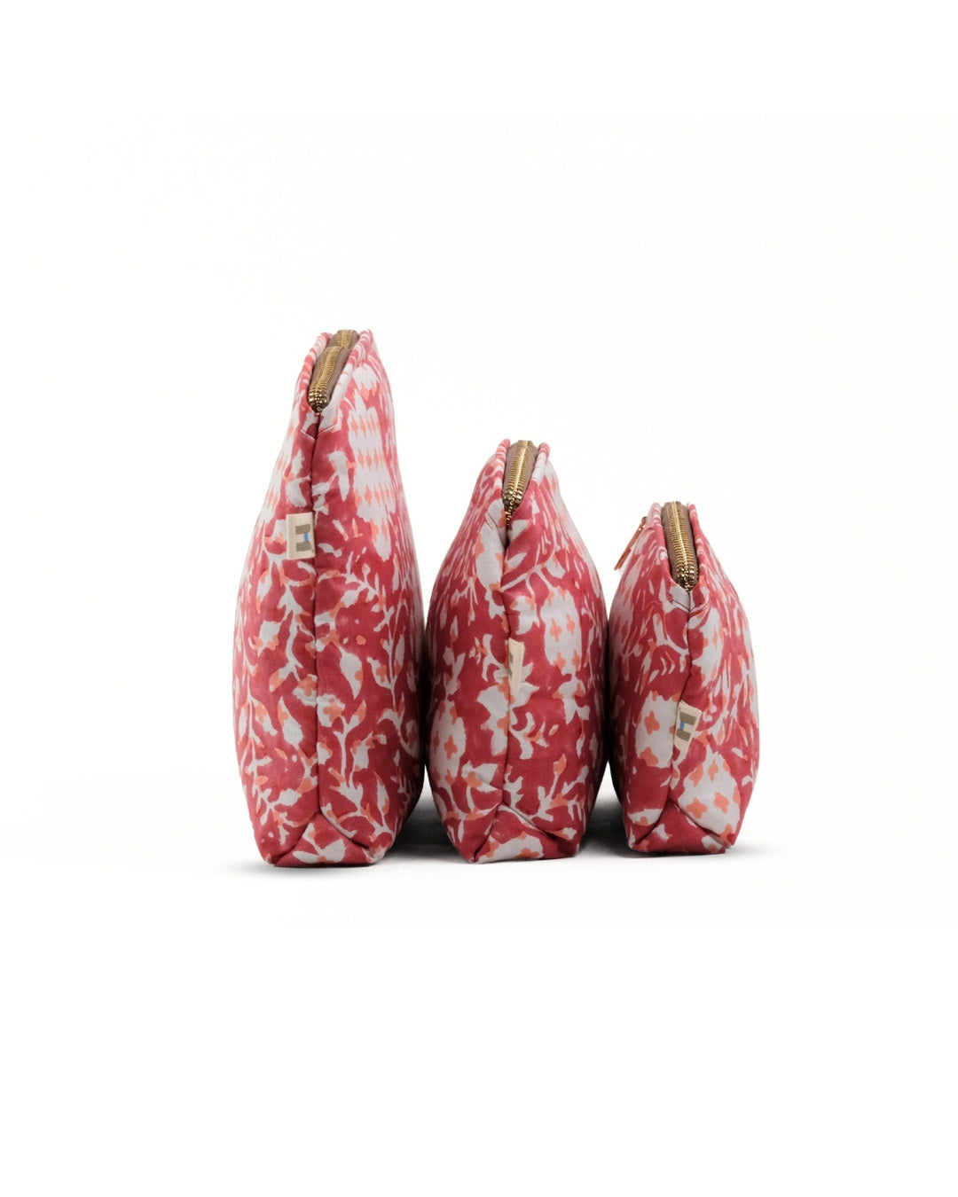 Set of 3 - Botanical Bliss Red Utility Pouch