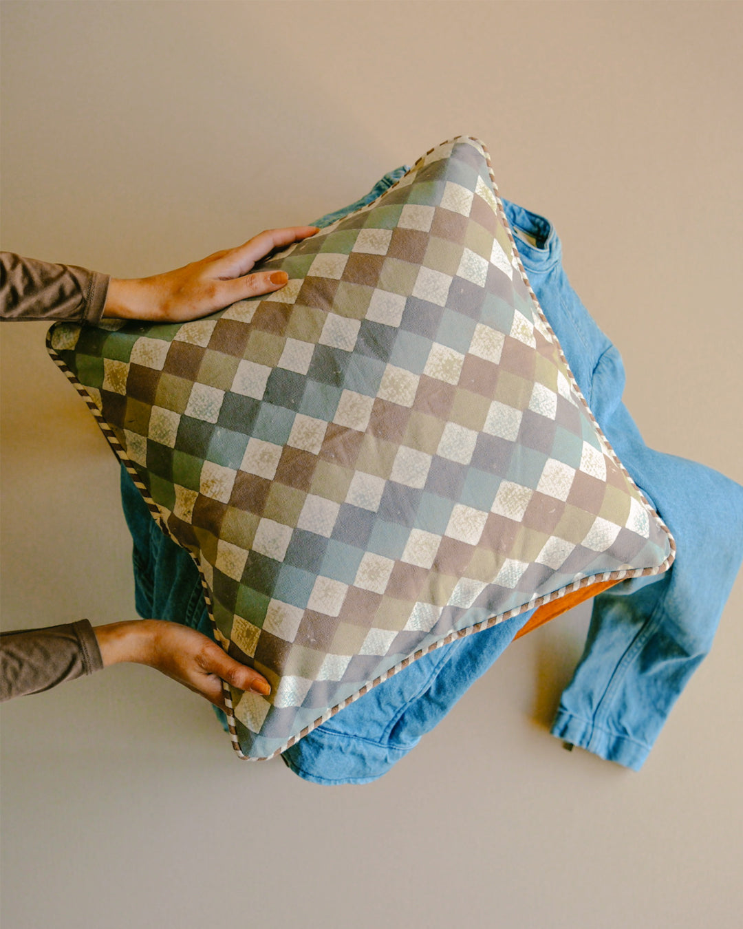 Timeless Neutrals - Rustic Diamond Cushion Cover