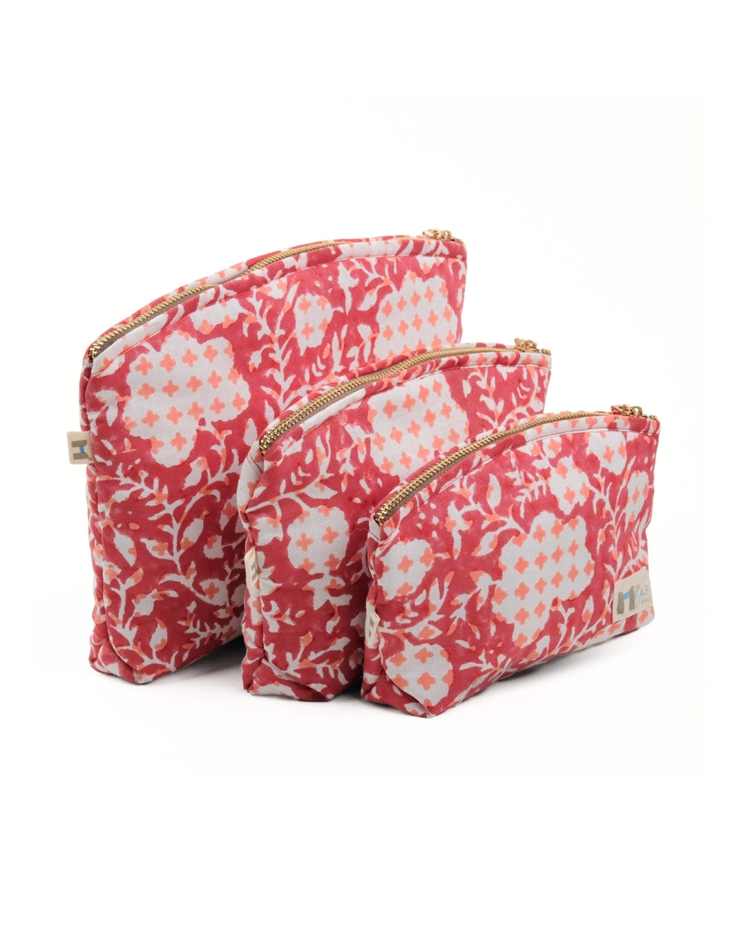 Set of 3 - Botanical Bliss Red Utility Pouch