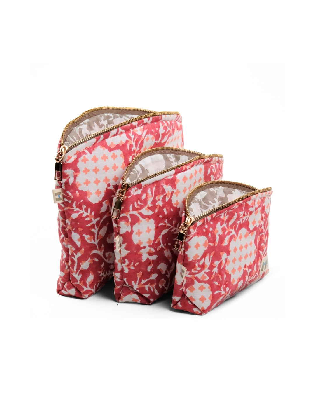 Set of 3 - Botanical Bliss Red Utility Pouch
