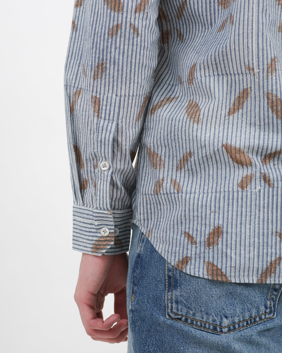 Block Print Embroidered Bear Long Sleeve Shirt