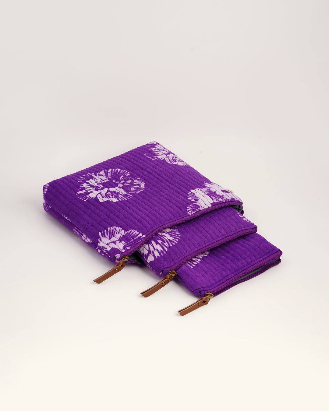 Set of 3 - Purple Floral Toiletry Pouch
