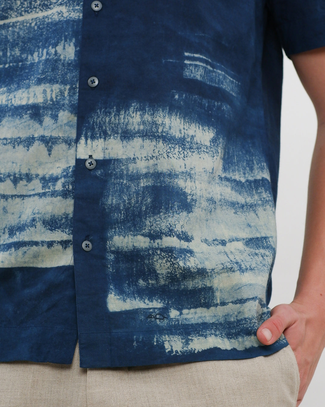 Water Indigo Ajrakh Short Sleeve Shirt