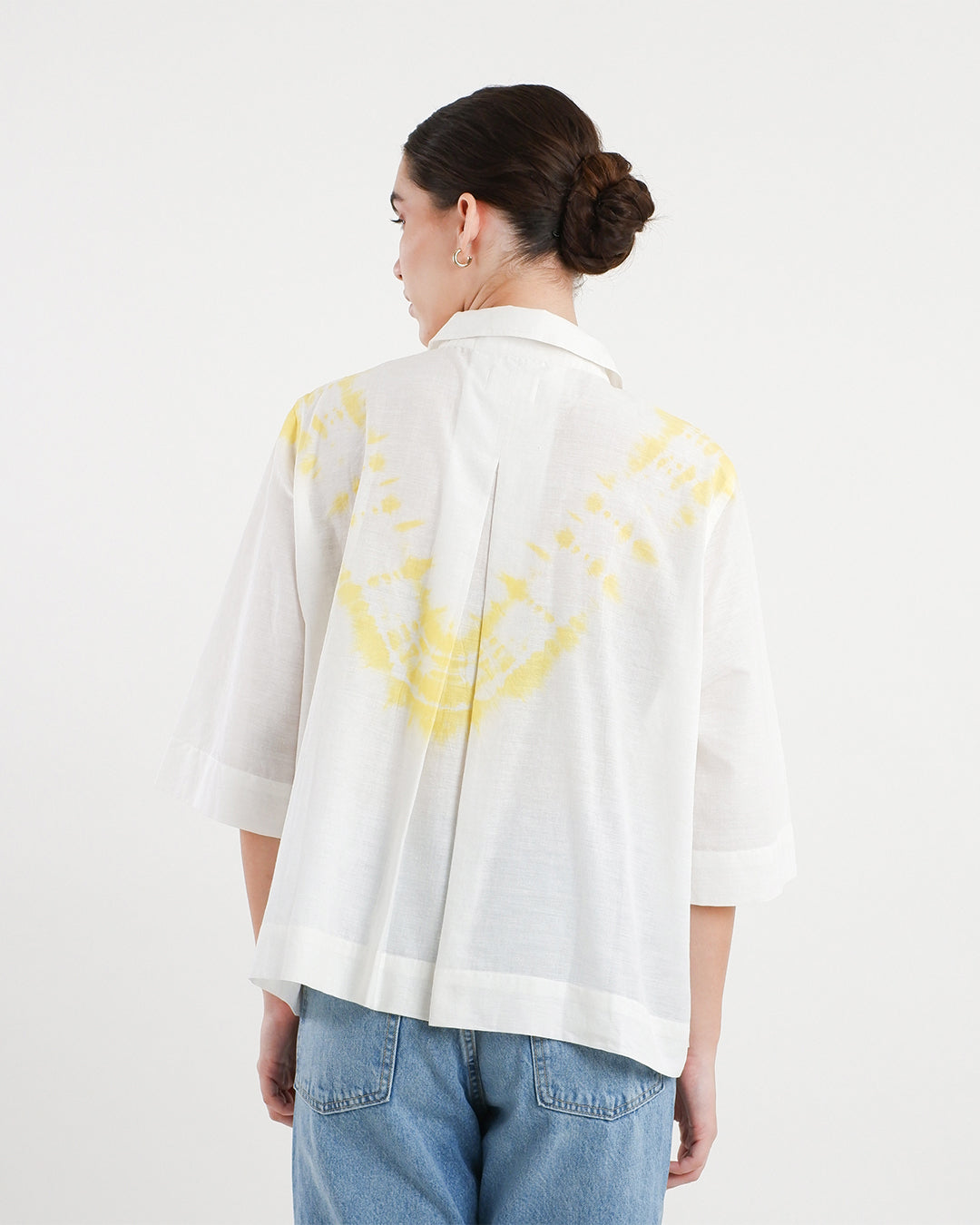 Sunflower Yellow Tie & Dye Handloom Cotton Shirt
