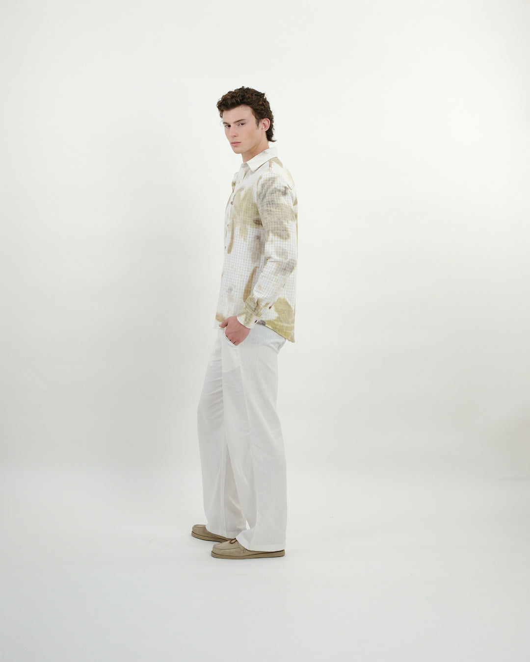 Botanical Print Hand Embroidered Long Sleeve Shirt