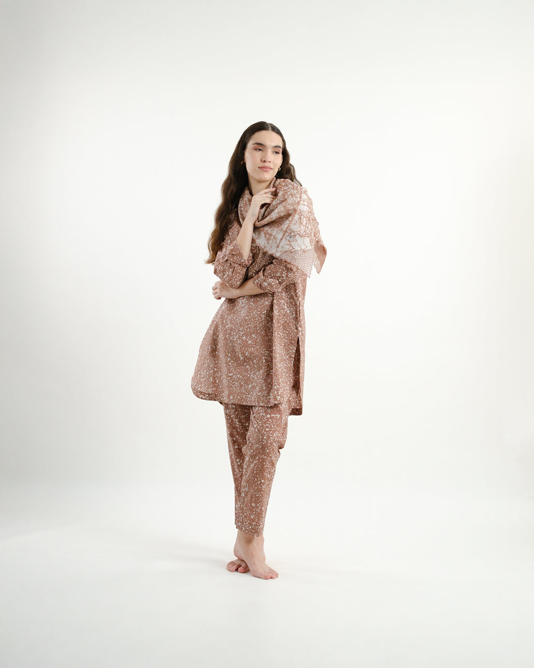 Dust Mauve Stipples Batik Co-ord Set
