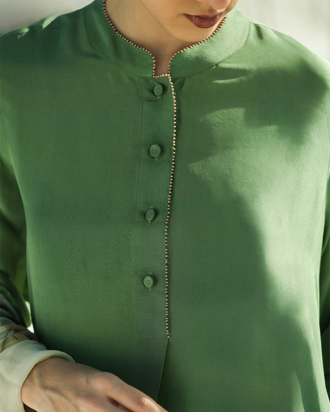 Sap Green Bead Gulpari Kurta & Pant Set