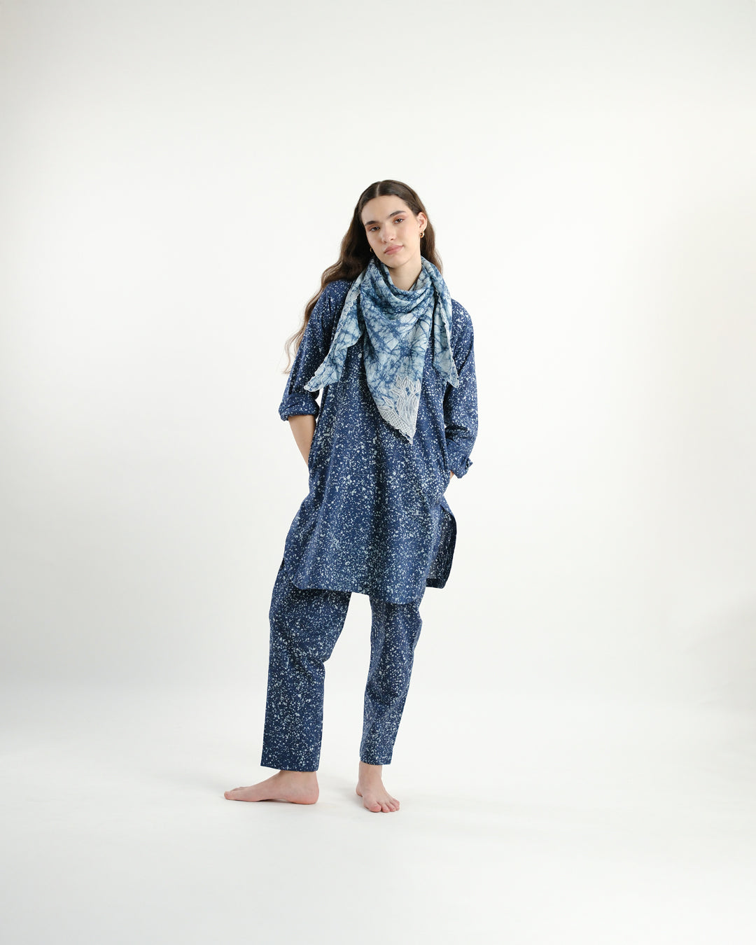 Midnight Blue Stipples Batik Co-ord Set