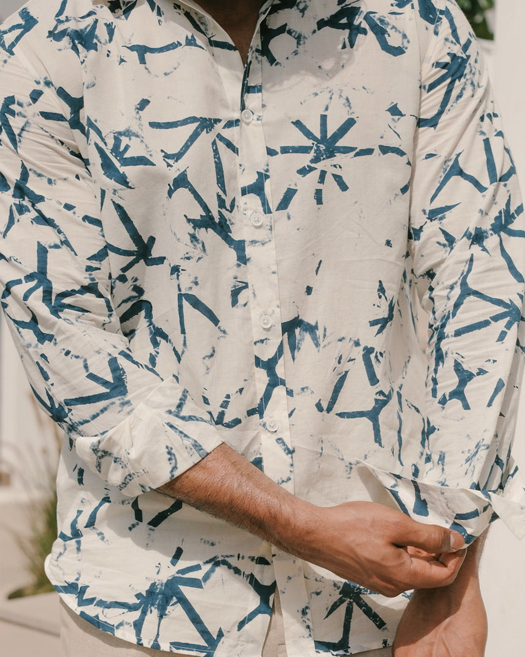 Broken Angle Block Print Long Sleeve Shirt