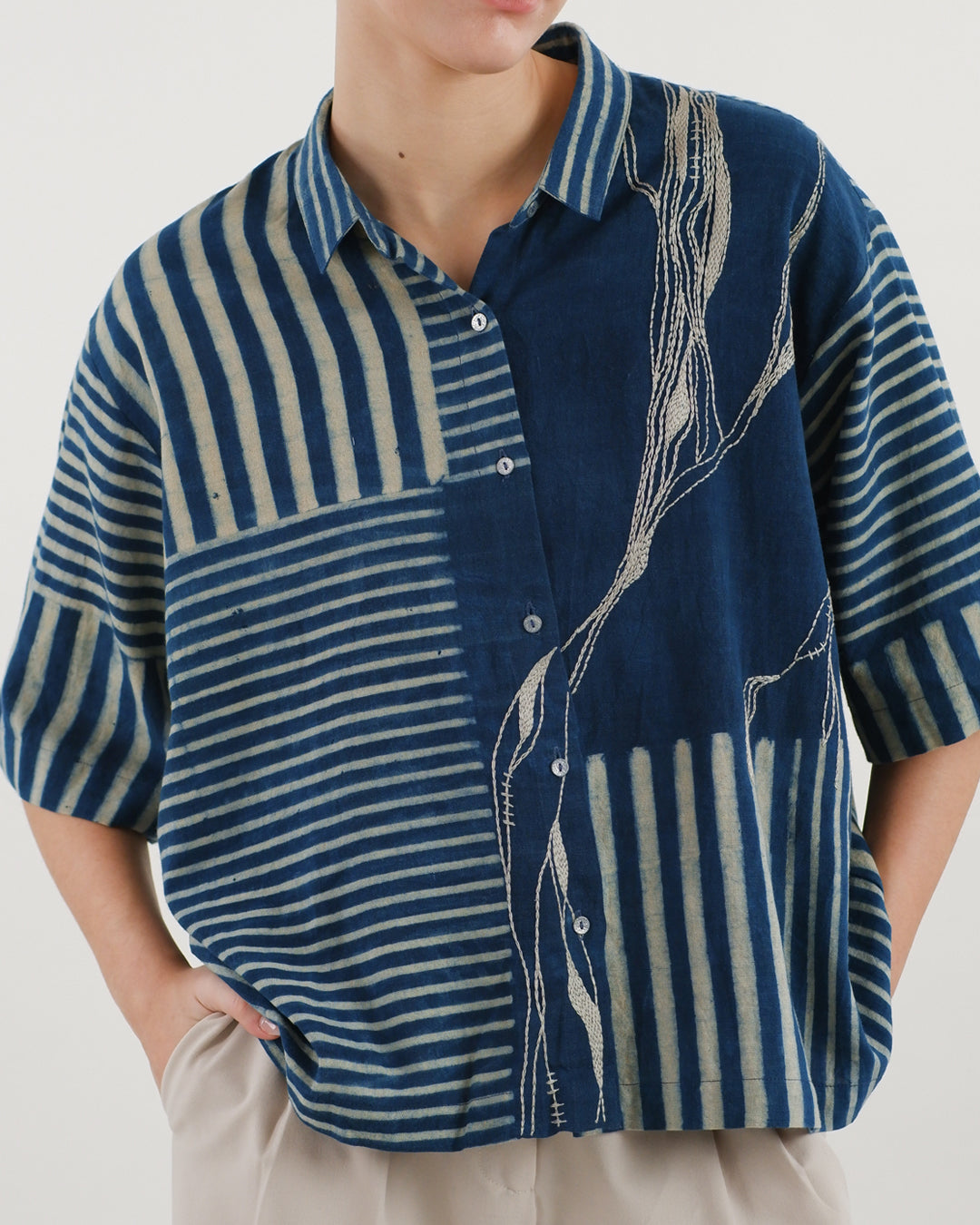 Indigo Frame Ajrakh Shirt