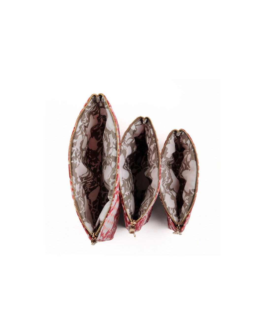 Set of 3 - Botanical Bliss Red Utility Pouch