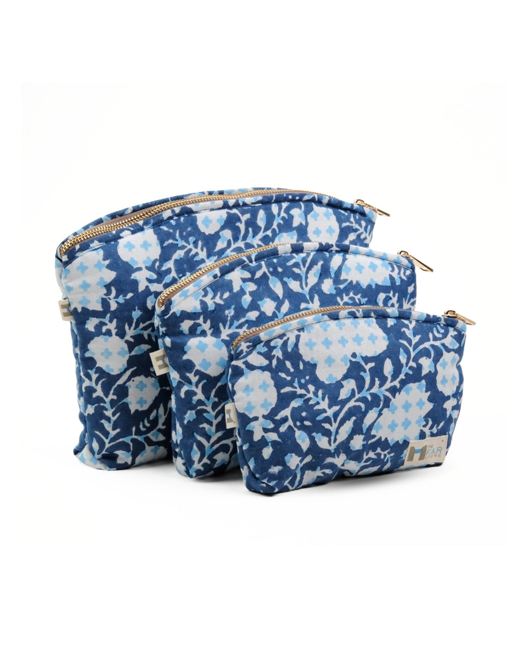 Set of 3 - Botanical Bliss Blue Utility Pouch