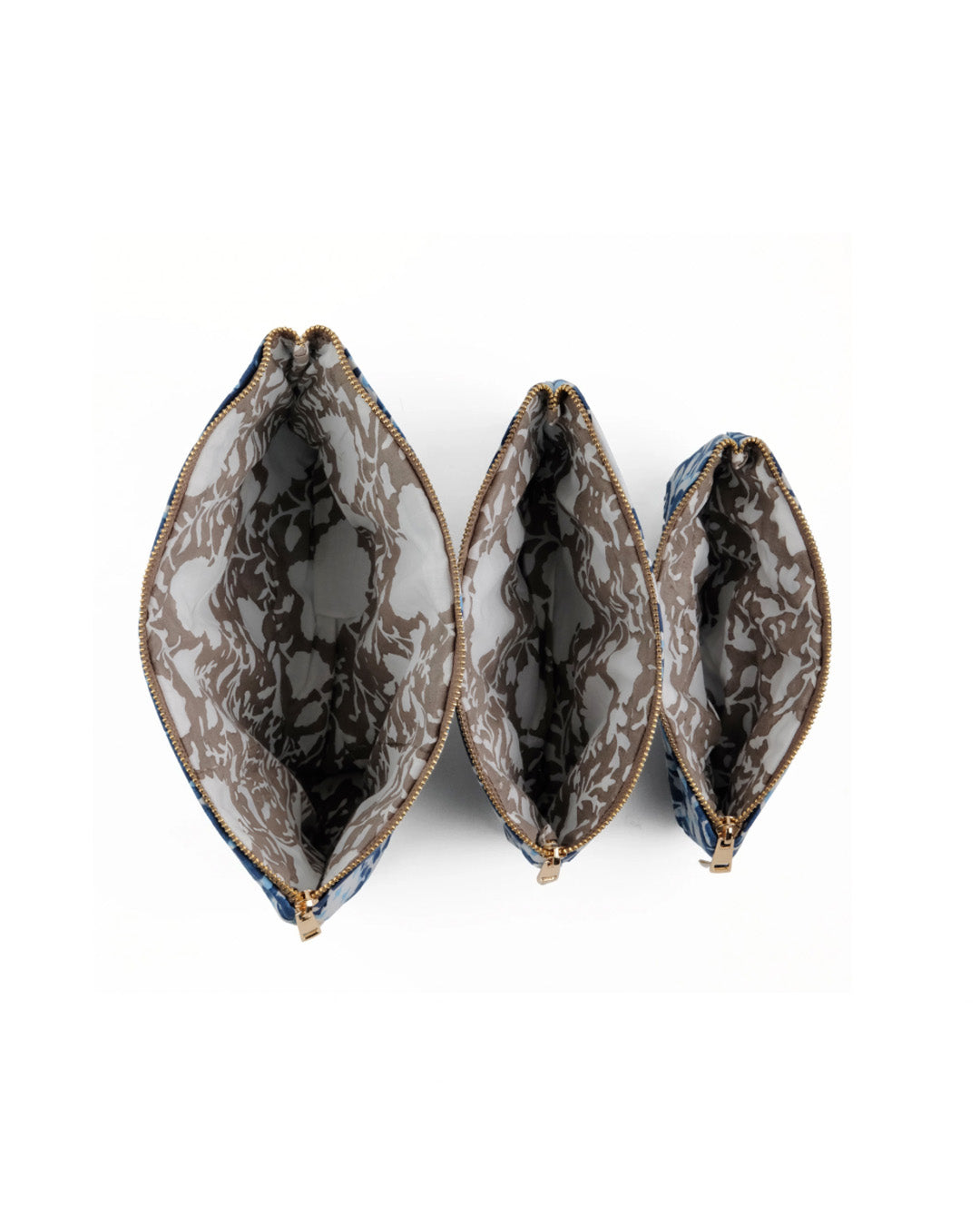 Set of 3 - Botanical Bliss Blue Utility Pouch