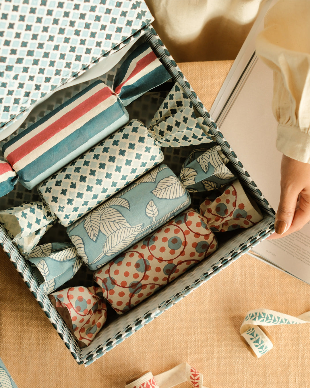 Set of 4 - The Unboxed Blue Gift Wrapping Papers