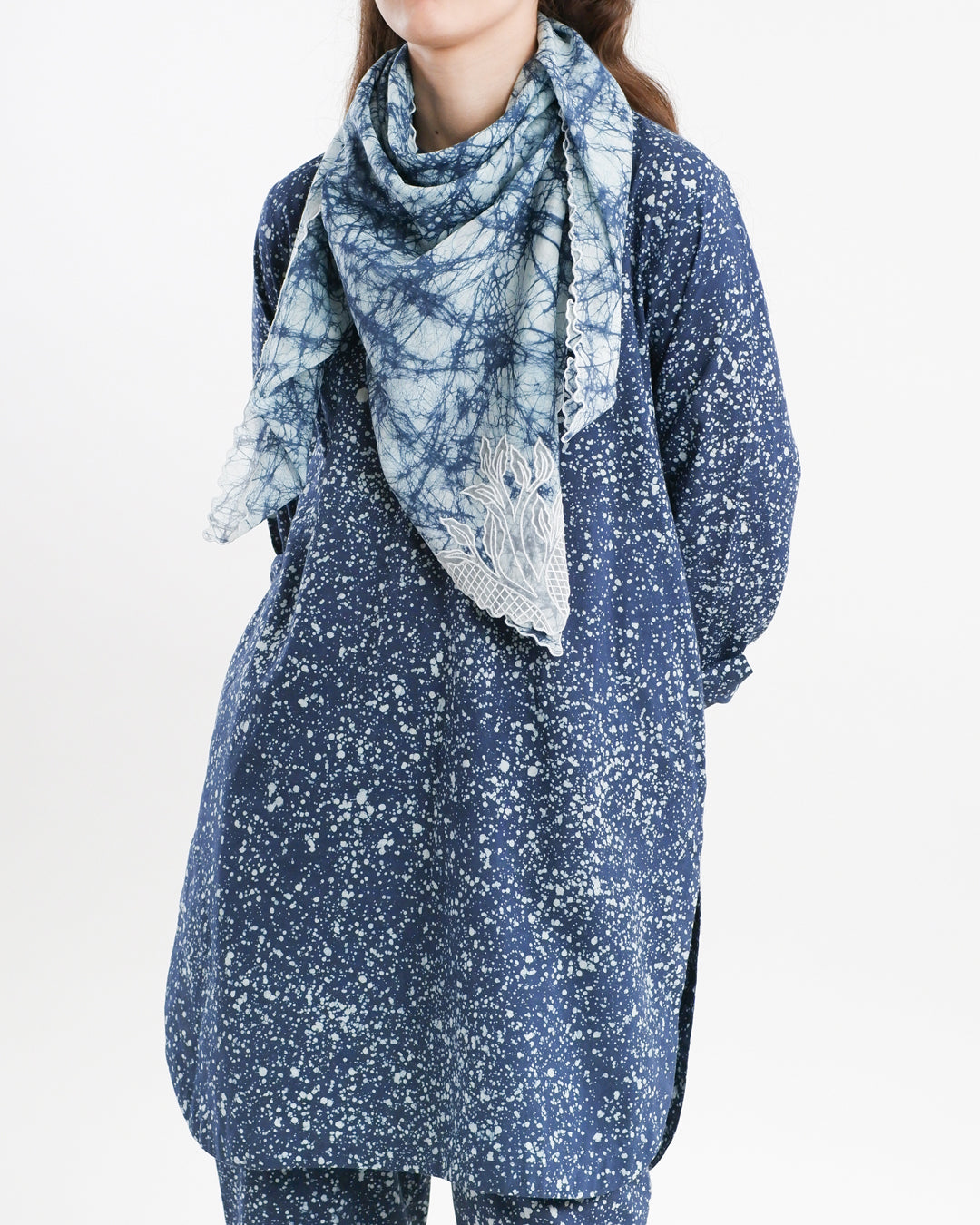 Midnight Blue Stipples Batik Co-ord Set