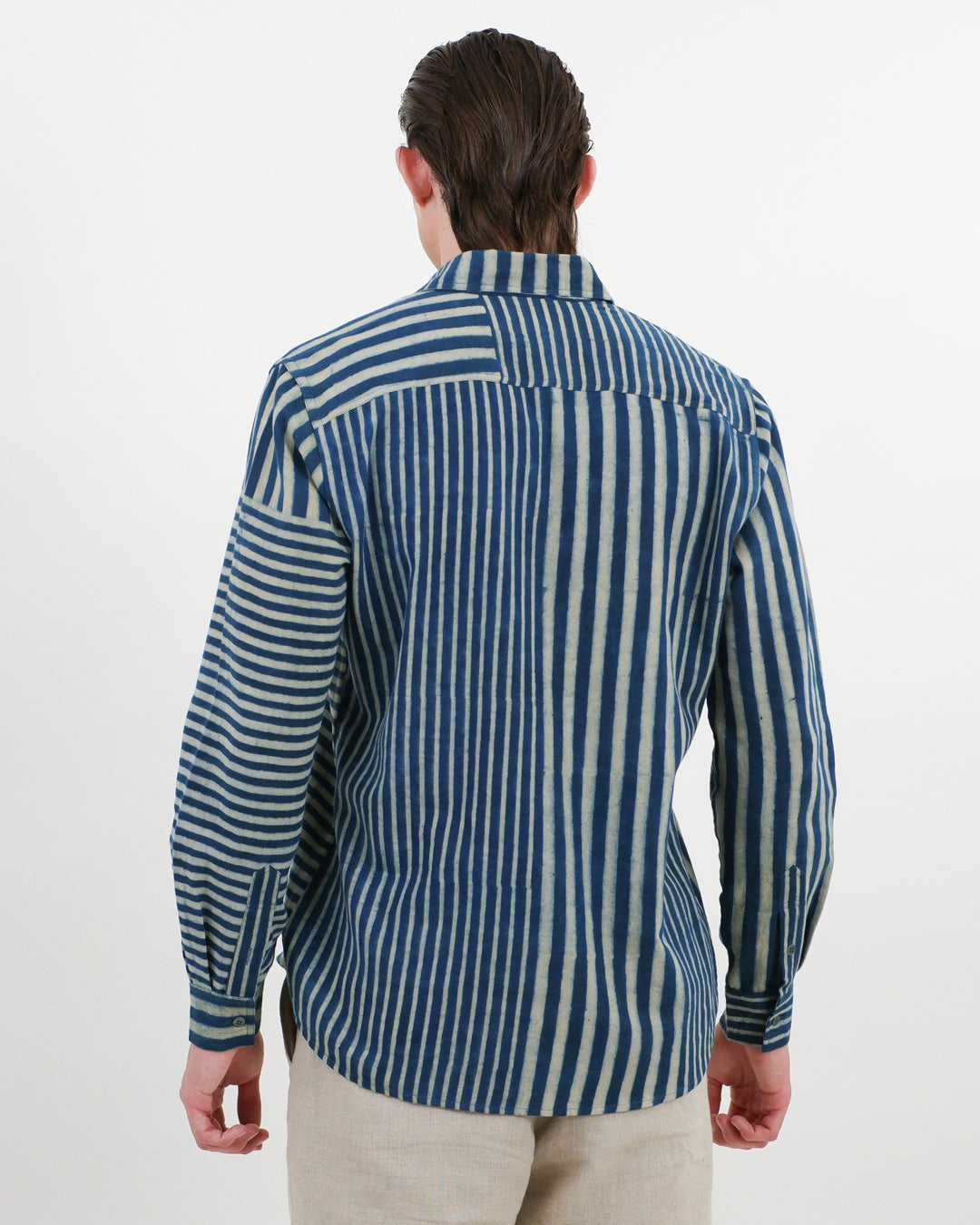 Indigo Striped Ajrakh Long Sleeve Shirt