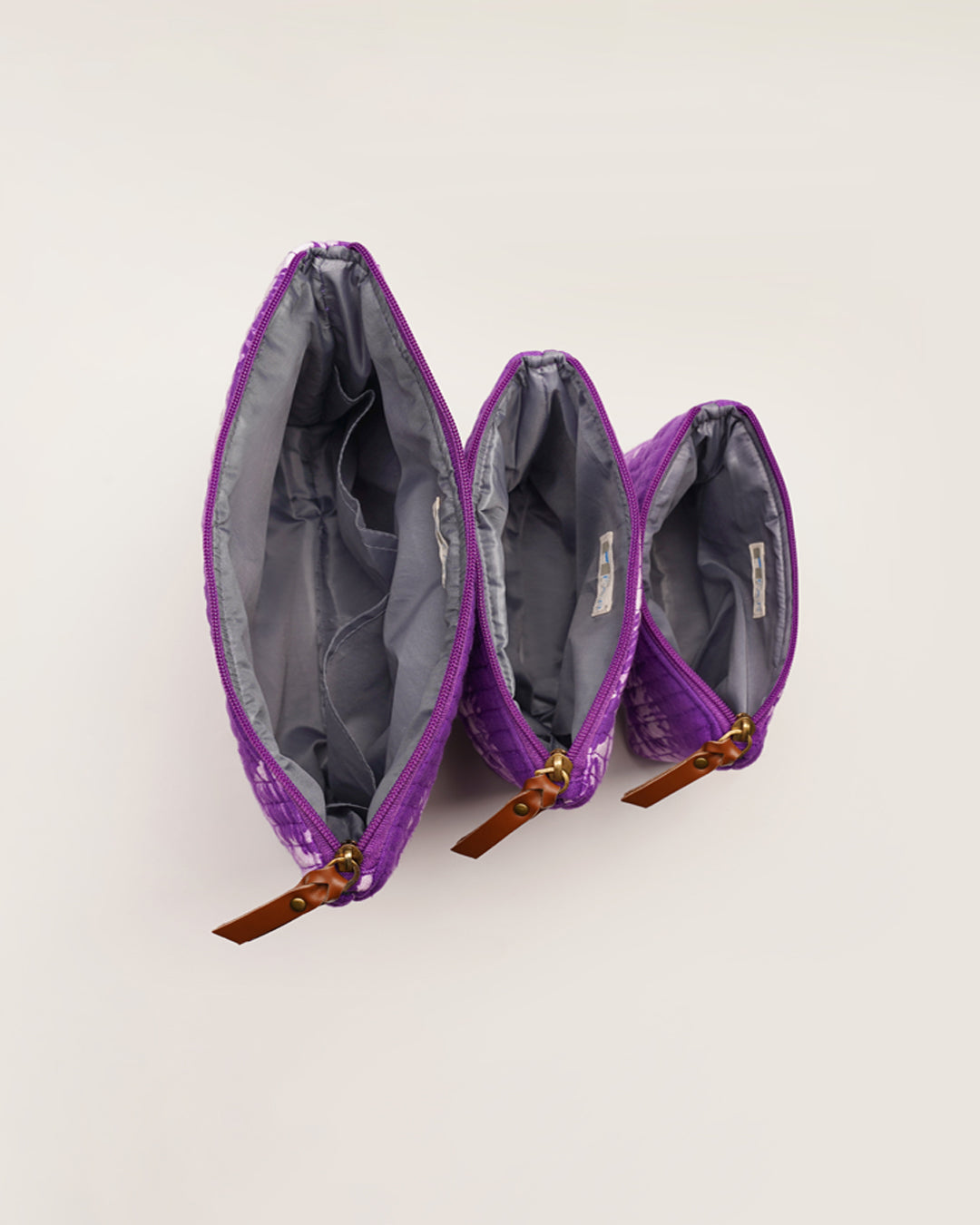 Set of 3 - Purple Floral Toiletry Pouch