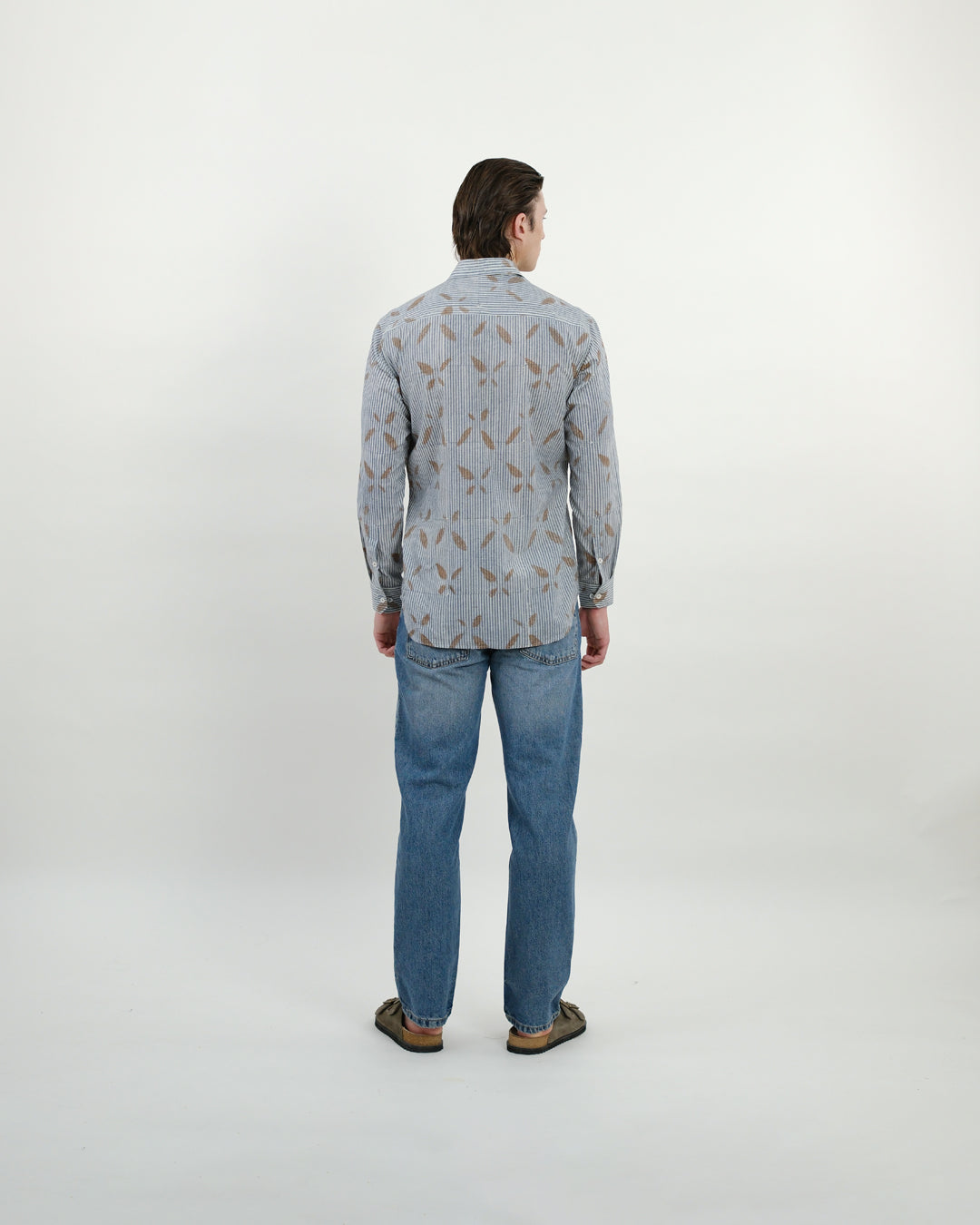 Block Print Embroidered Bear Long Sleeve Shirt