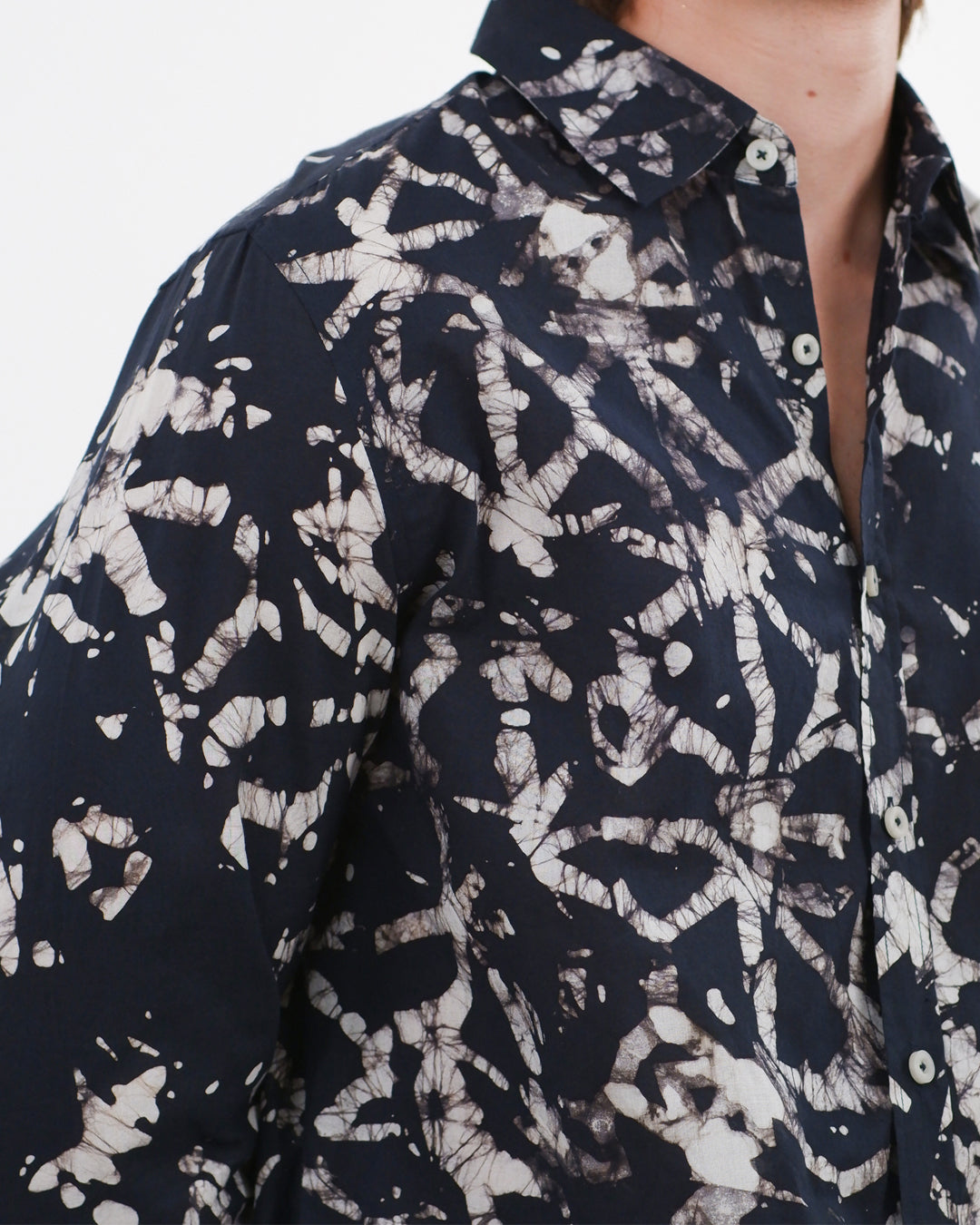 Broken Angles Black Batik Long Sleeve Shirt