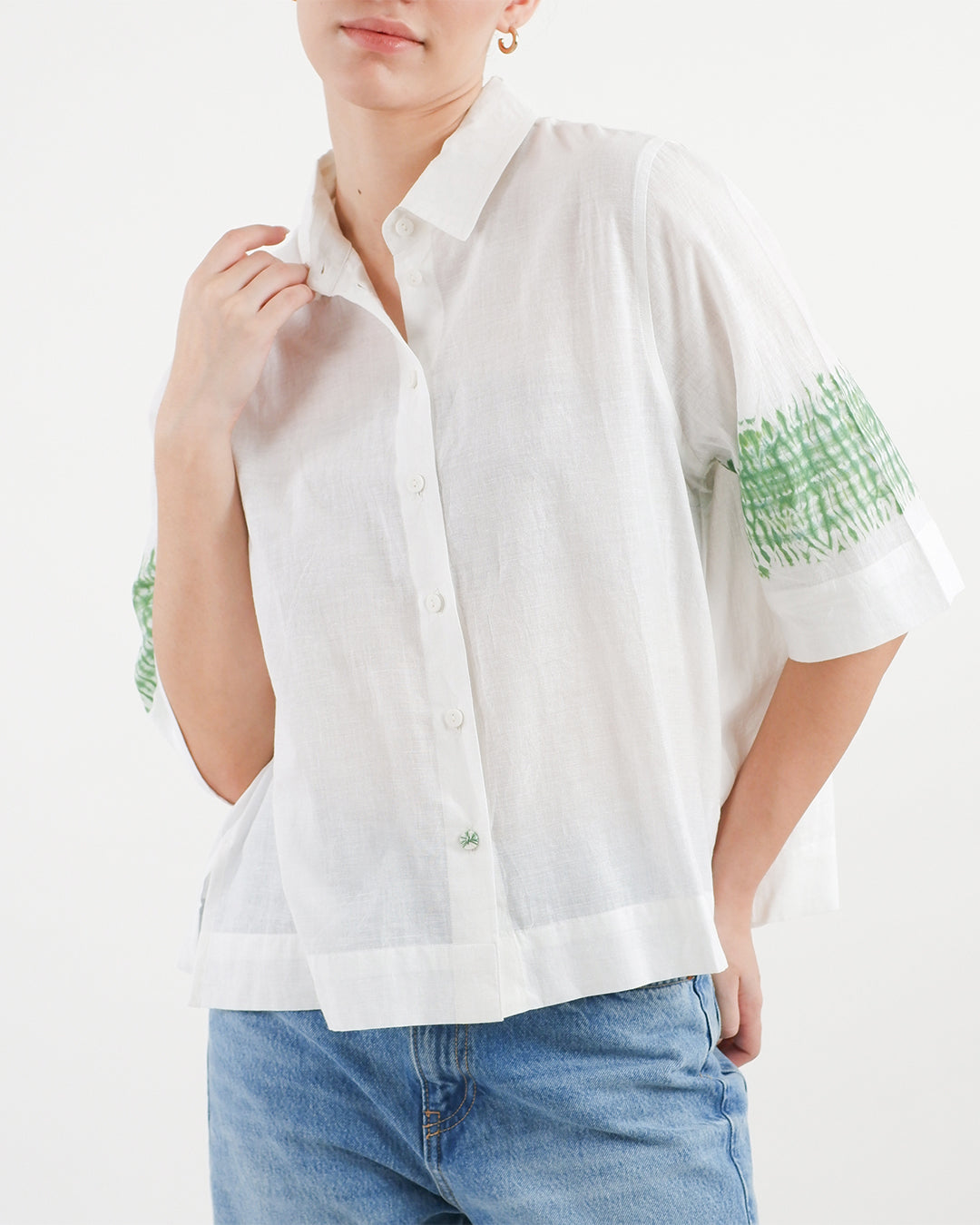 Parna Green Shibori Handloom Cotton Shirt